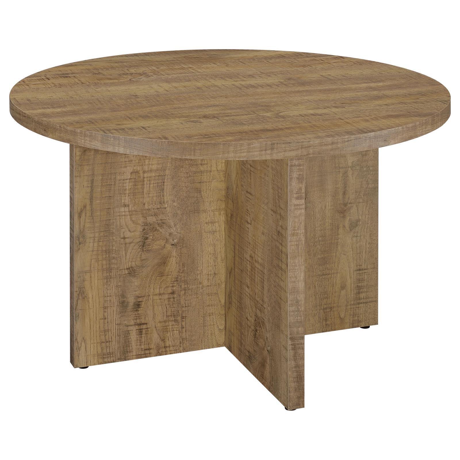 Jamestown Round Wood Dining Table With Decorative Laminate Mango Brown - Image 1