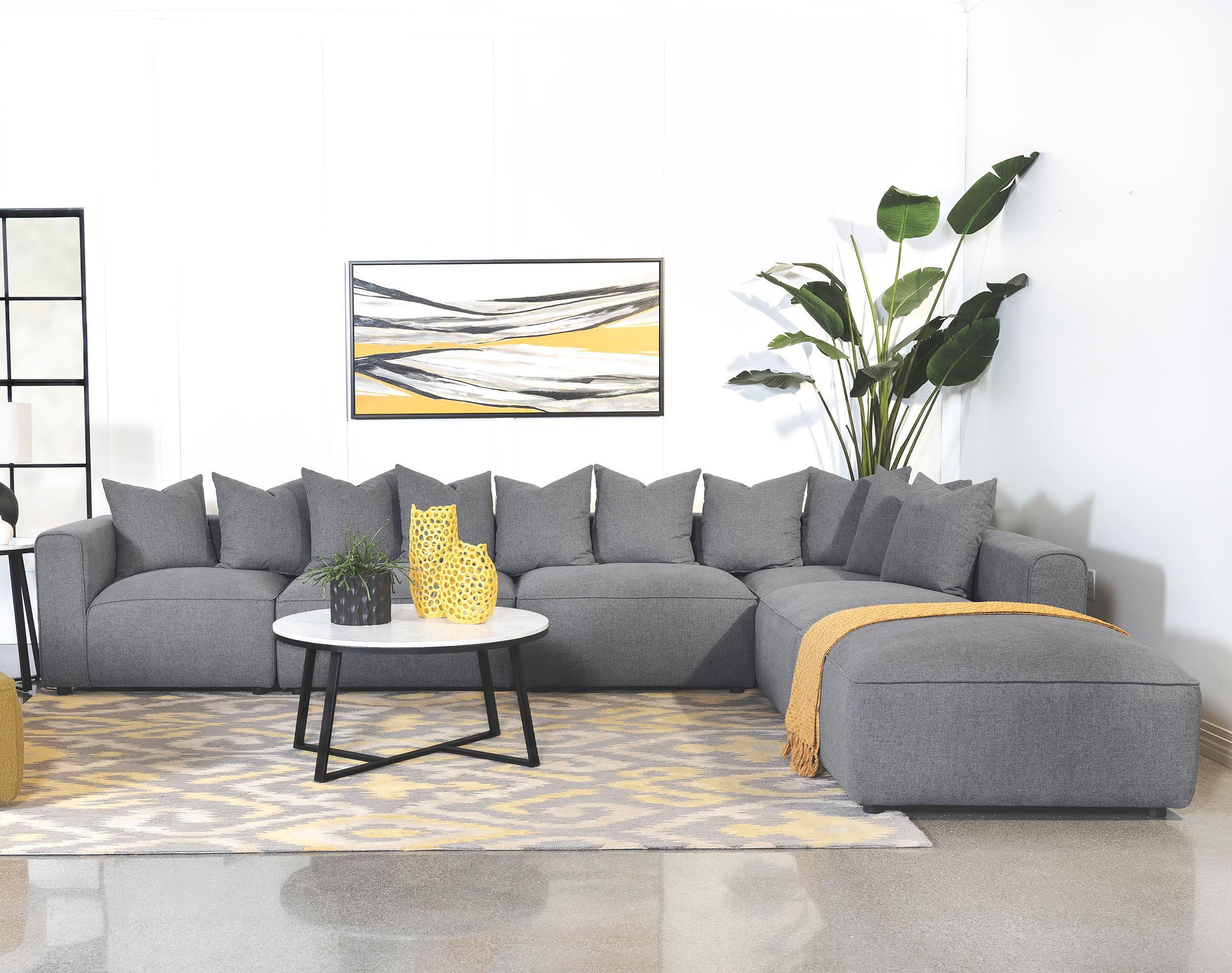 Jennifer 6-Piece Upholstered Modular Sectional Grey - Image 2