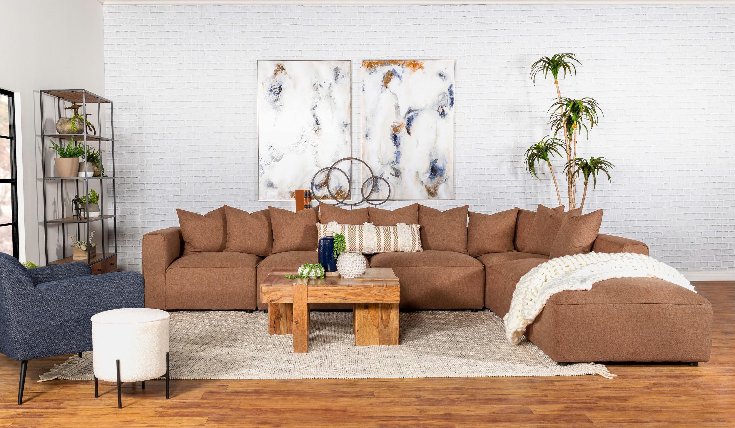 Jennifer 6-Piece Upholstered Modular Sectional Terracotta - Image 2