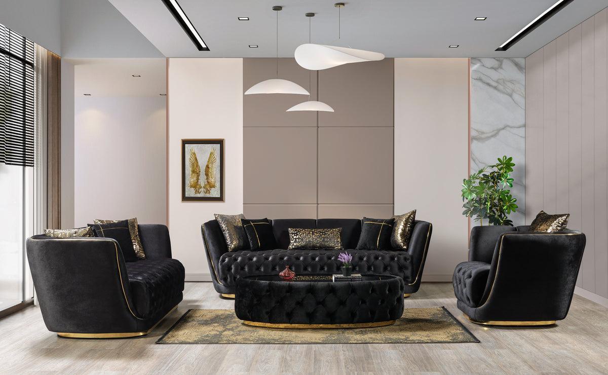 Jenny Black Velvet Sofa & Loveseat - Image 1
