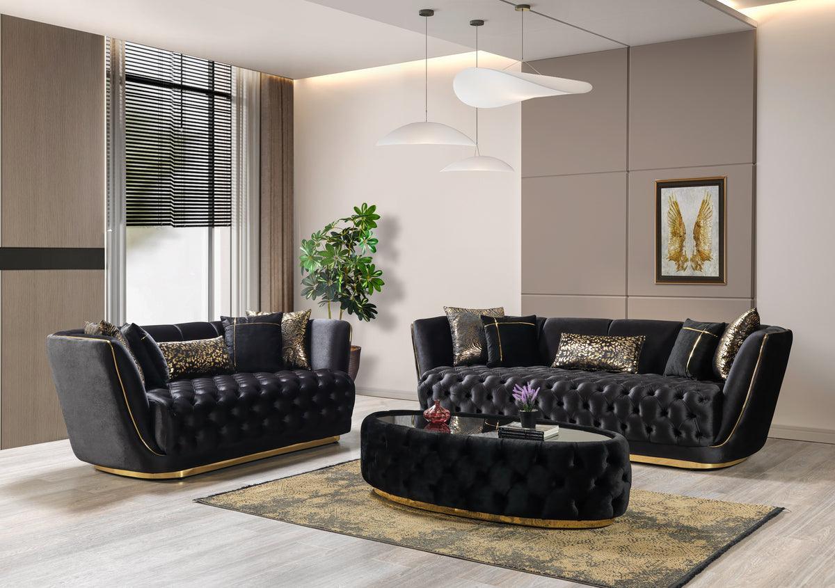Jenny Black Velvet Sofa & Loveseat - Image 2
