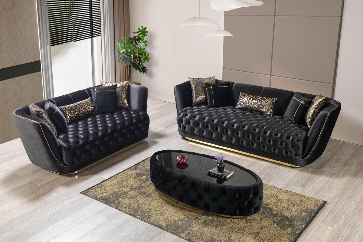 Jenny Black Velvet Sofa & Loveseat - Image 3
