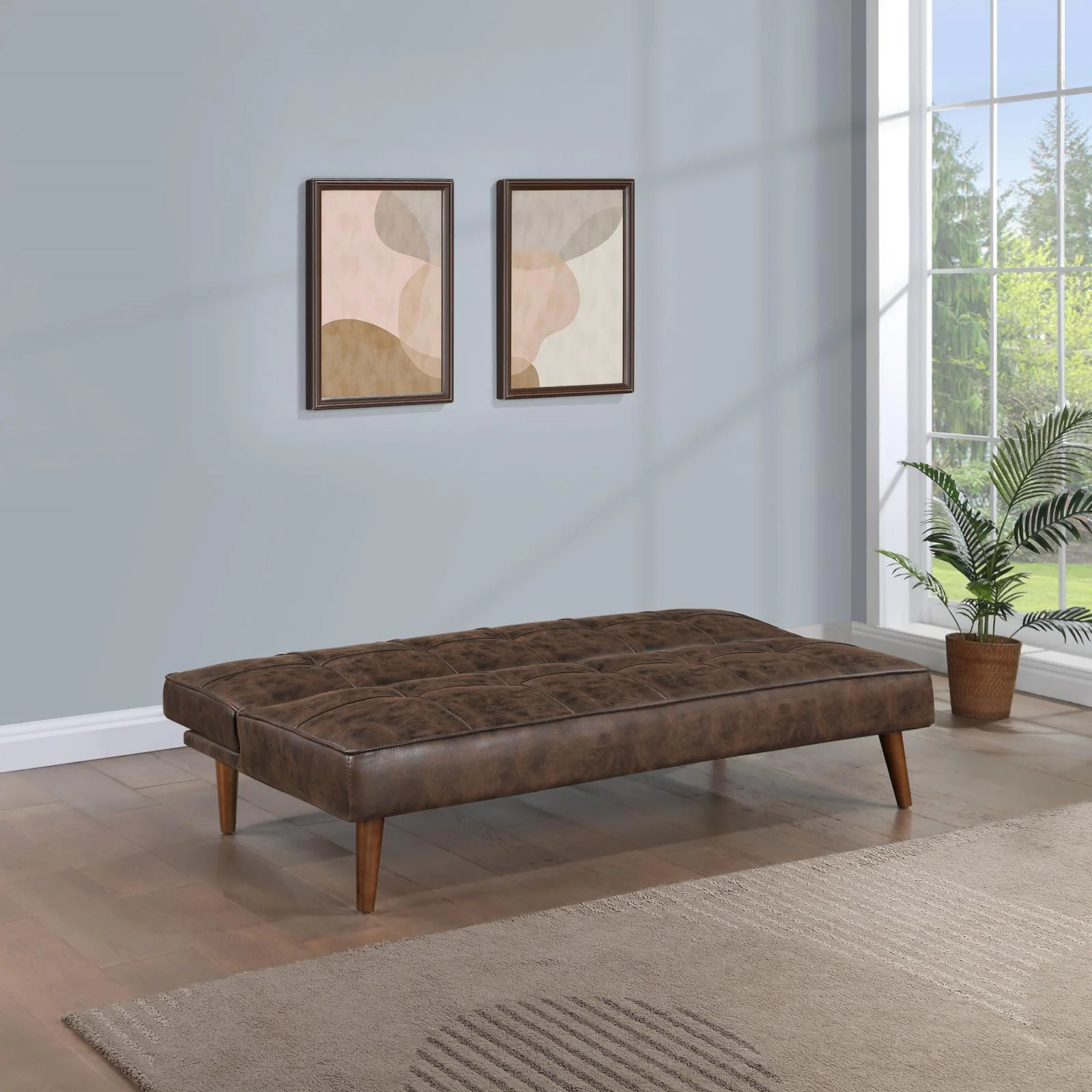 Jenson Multipurpose Upholstered Tufted Convertible Sofa Bed Dark Coffee Brown - Image 2