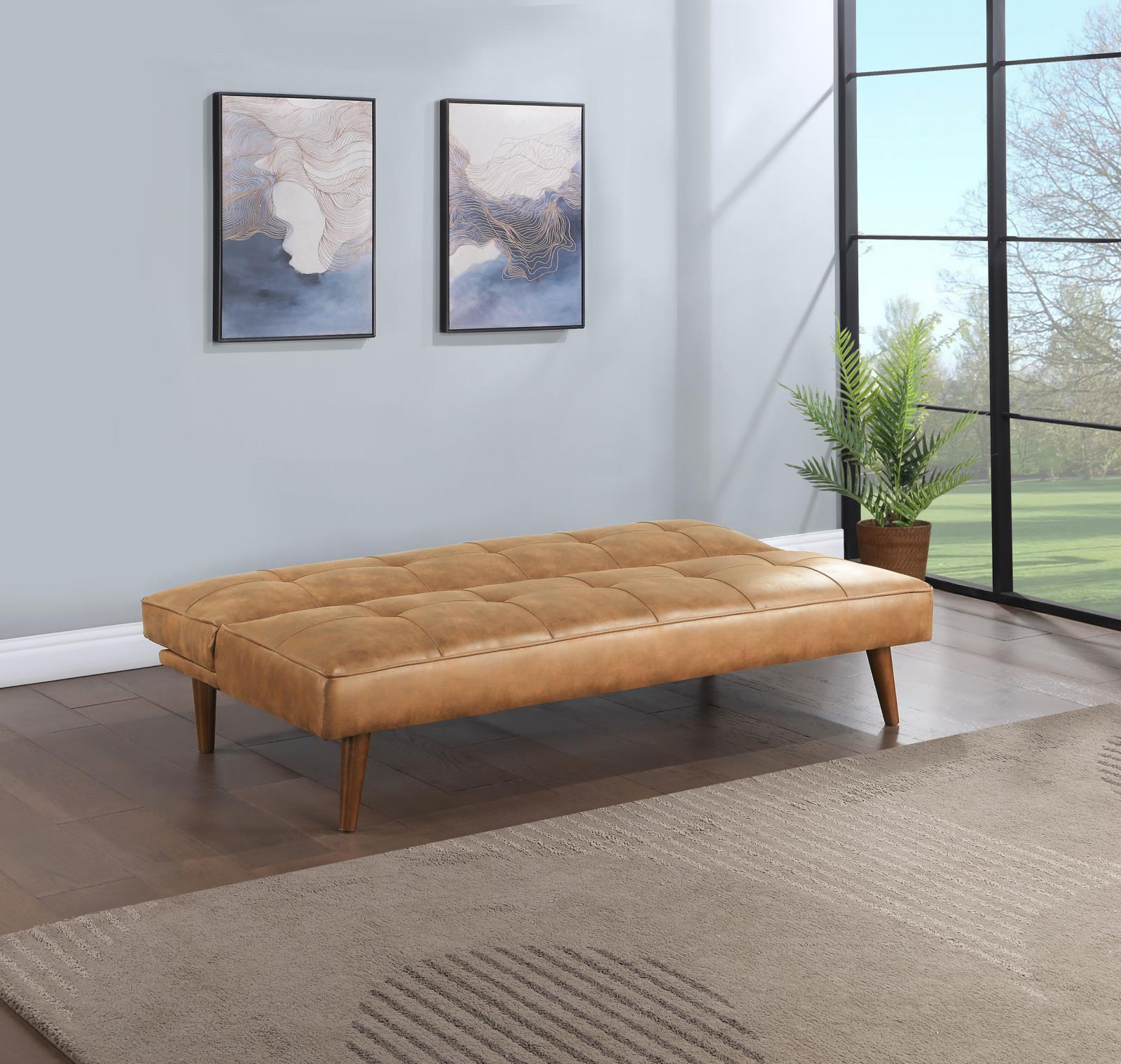 Jenson Multipurpose Upholstered Tufted Convertible Sofa Bed Saddle Brown - Image 2