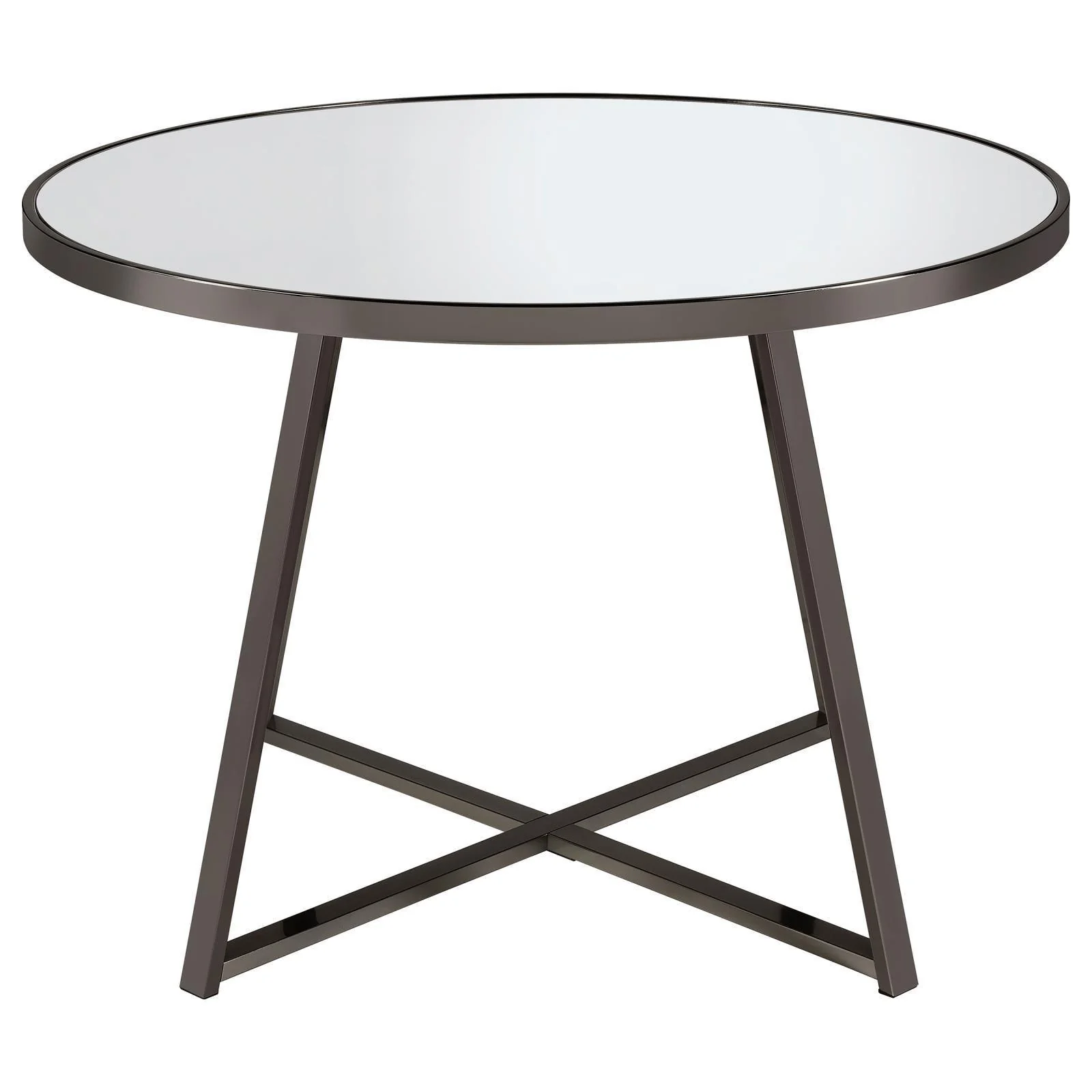 Jillian Round Dining Table With Tempered Mirror Top Black Nickel - Image 3