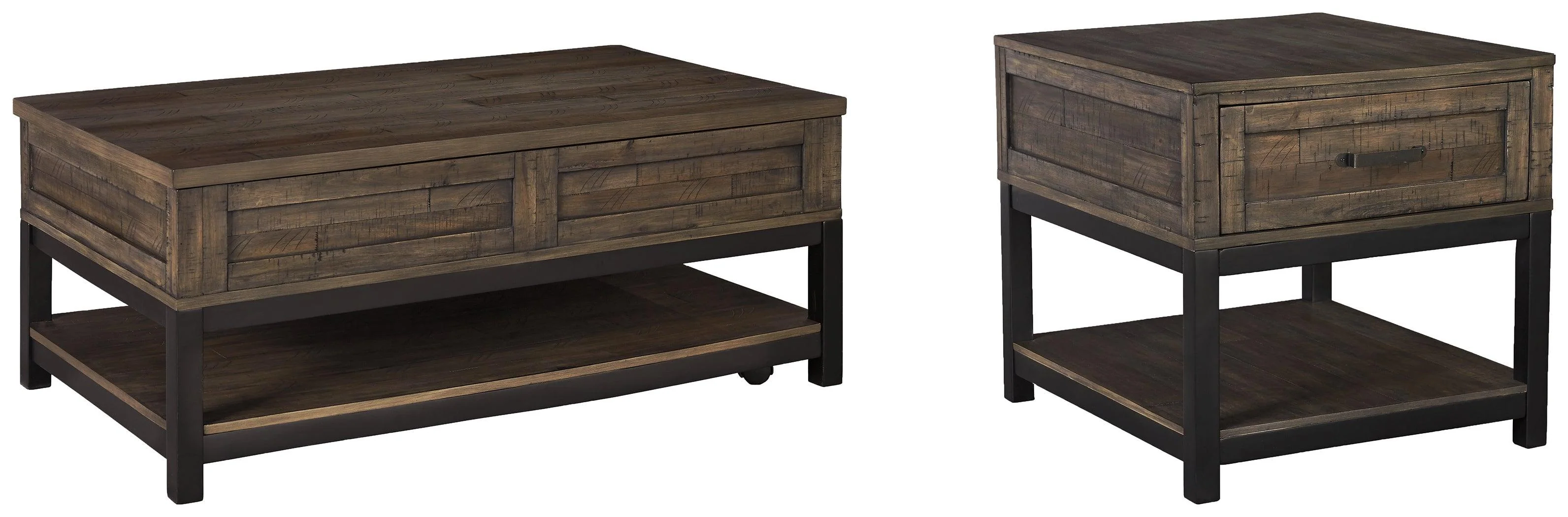 Johurst Grayish Brown Coffee Table With 1 End - Image 3