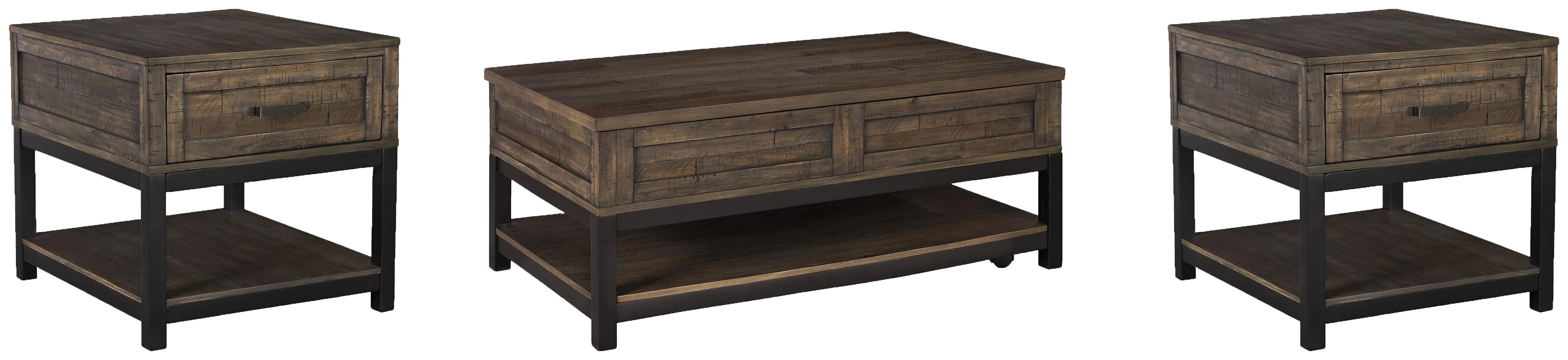 Johurst Grayish Brown Coffee Table With 2 End Tables - Image 2