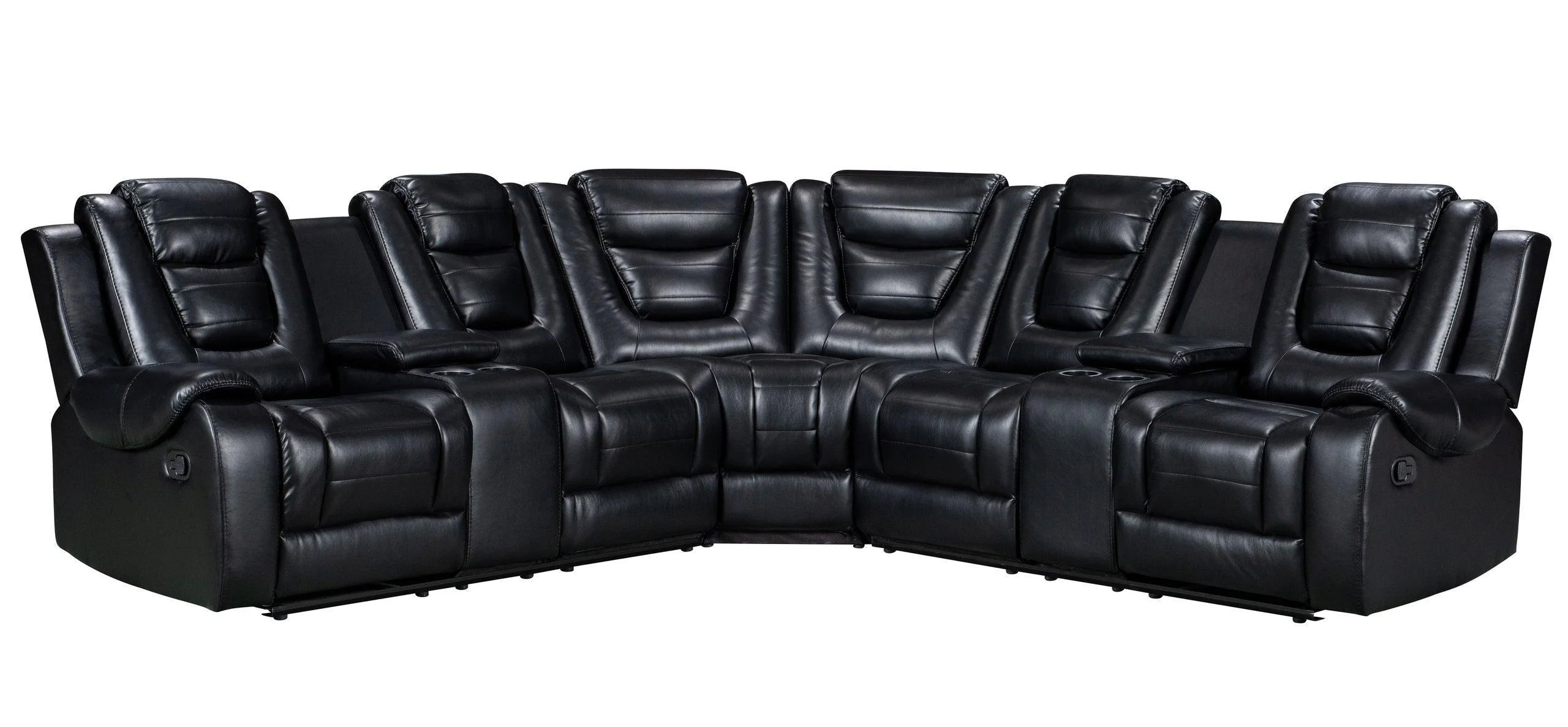 Jordan Black Leather Reclining Sectional - Image 2