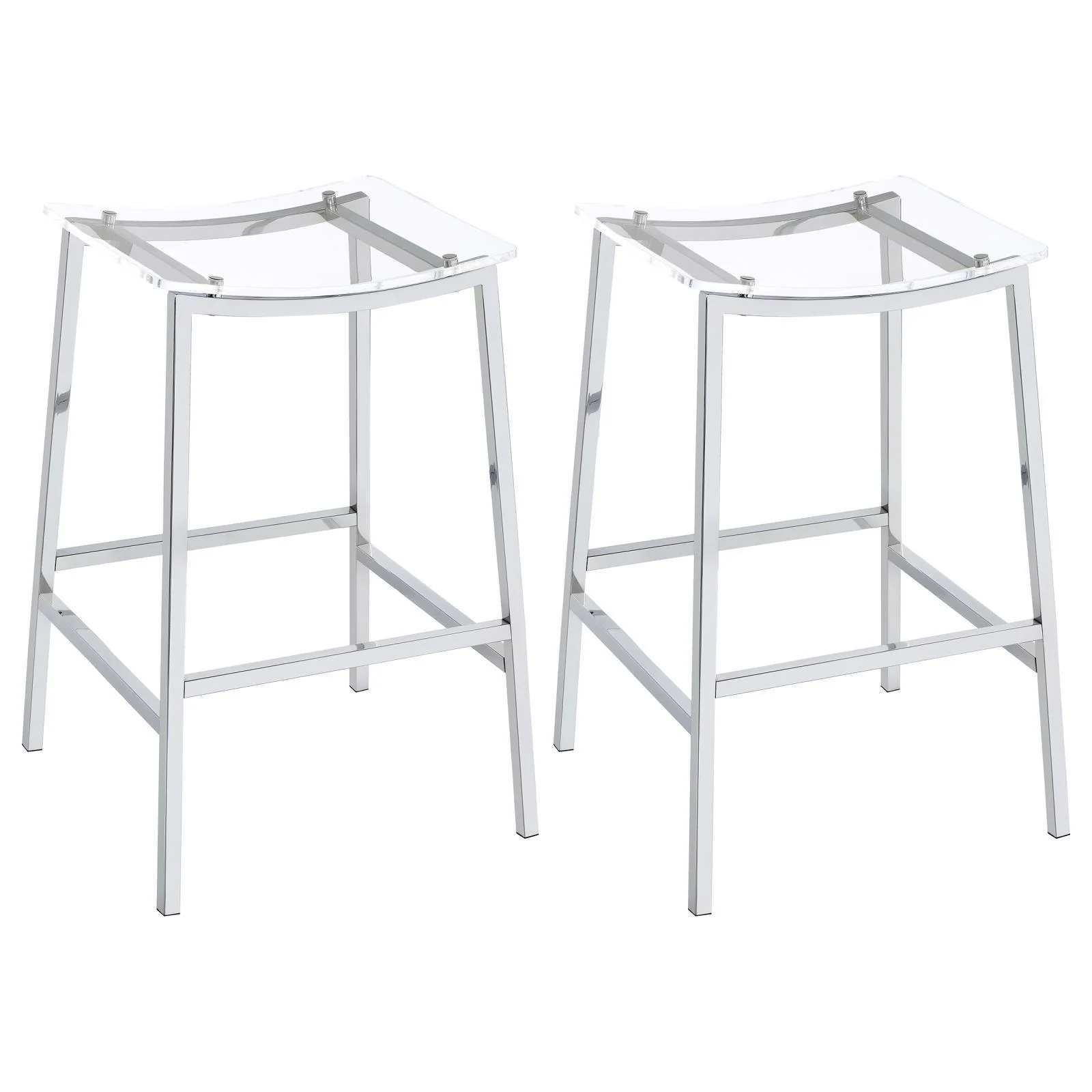 Jovani Acrylic Backless Bar Stools Clear Chrome (Set of 2) - Image 1