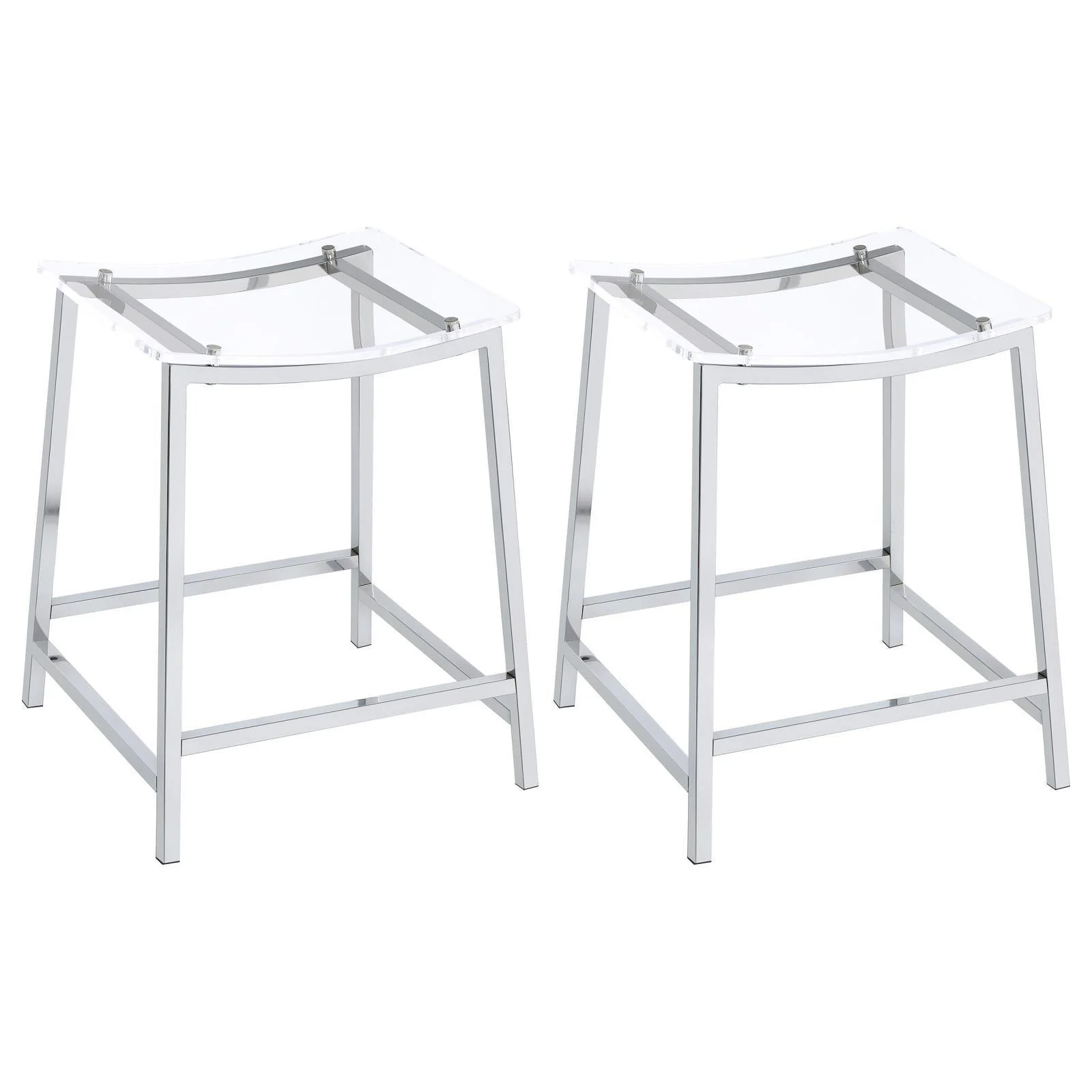 Jovani Acrylic Backless Counter Height Bar Stools Clear Chrome (Set of 2) - Image 1