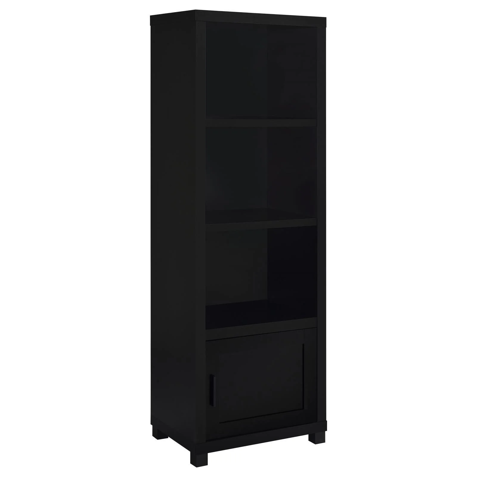 Jupiter 3 Shelf Media Tower Bookcase With Storage Cabinet Black