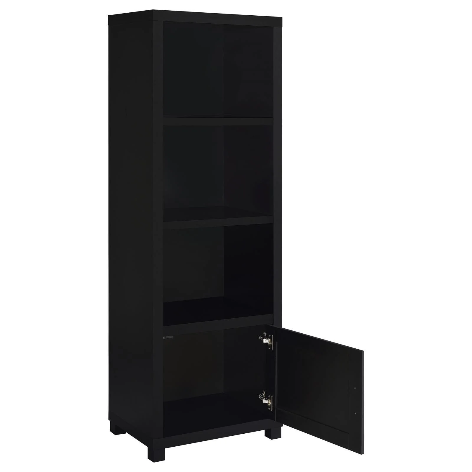 Jupiter 3 Shelf Media Tower Bookcase With Storage Cabinet Black - Image 3