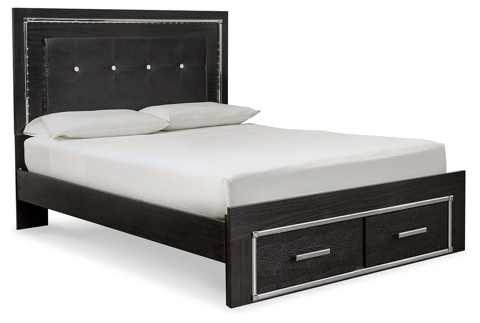 Kaydell Black Upholstered Panel Storage Bedroom Set - Image 3