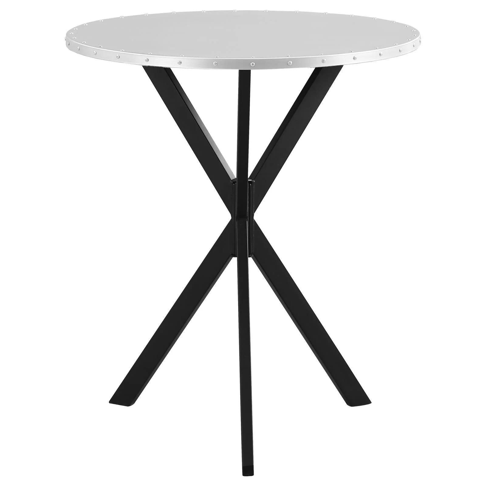Kenzo Round Metal Top Bar Table Silver Sandy Black
