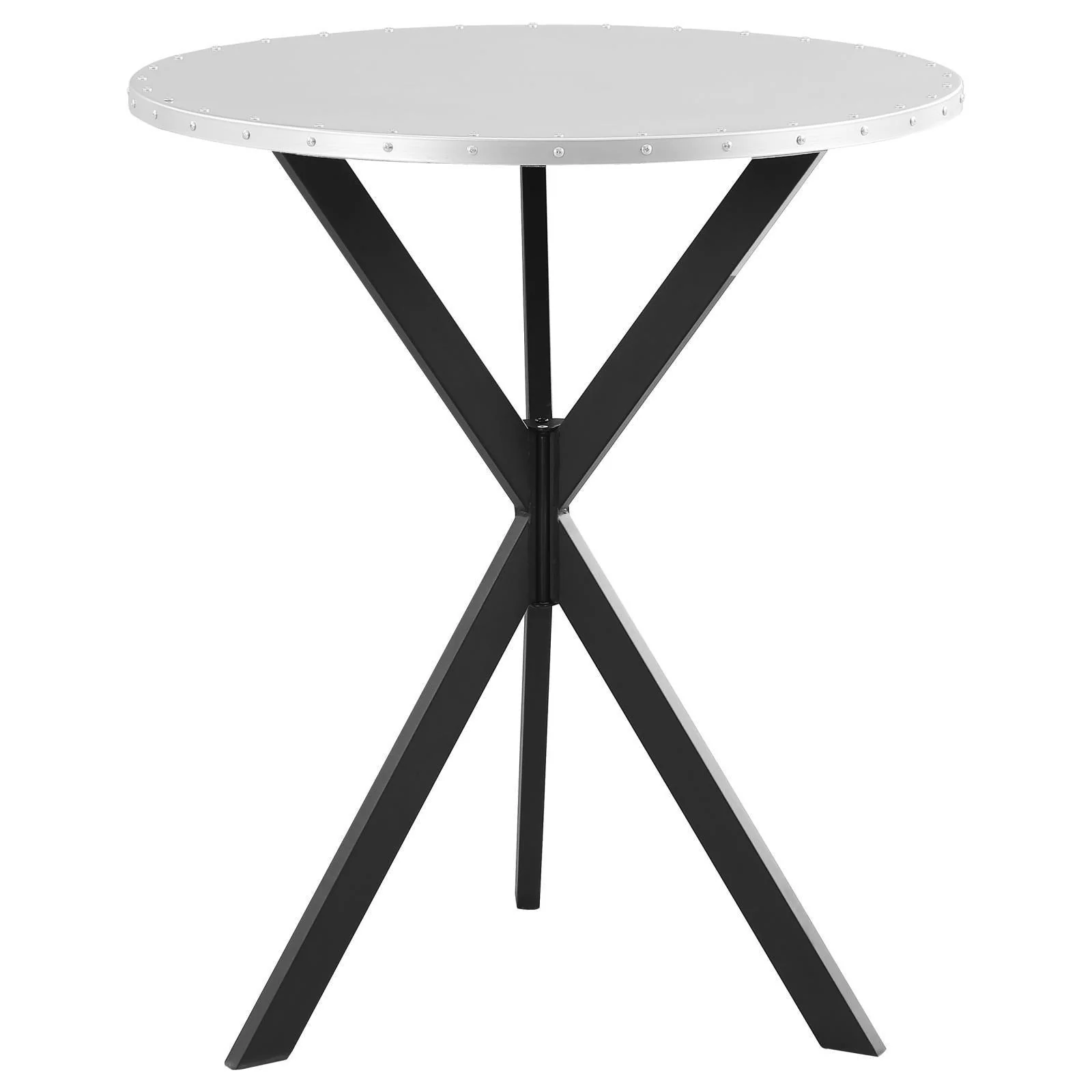 Kenzo Round Metal Top Bar Table Silver Sandy Black - Image 3