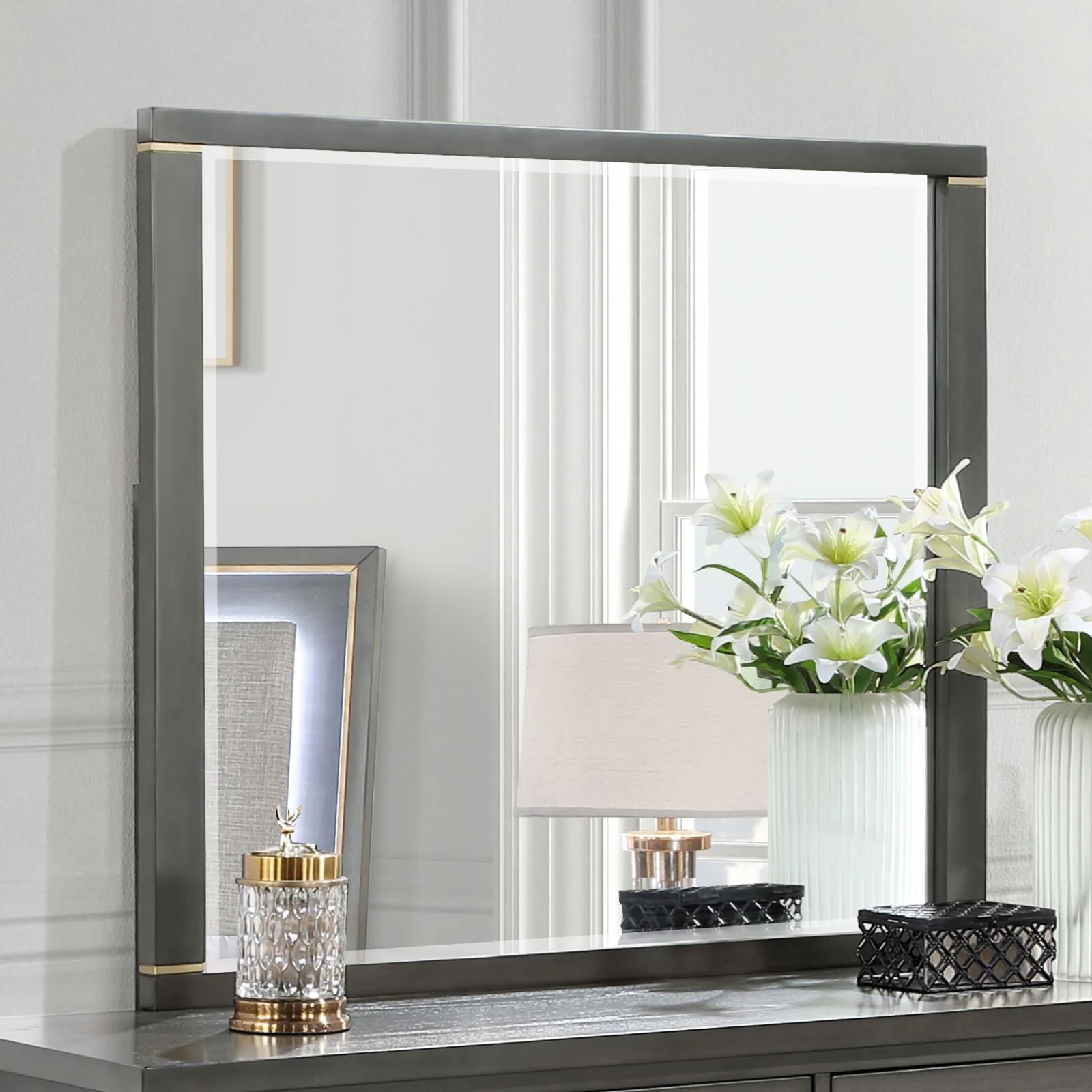 Kieran Dresser Mirror Grey - Image 2