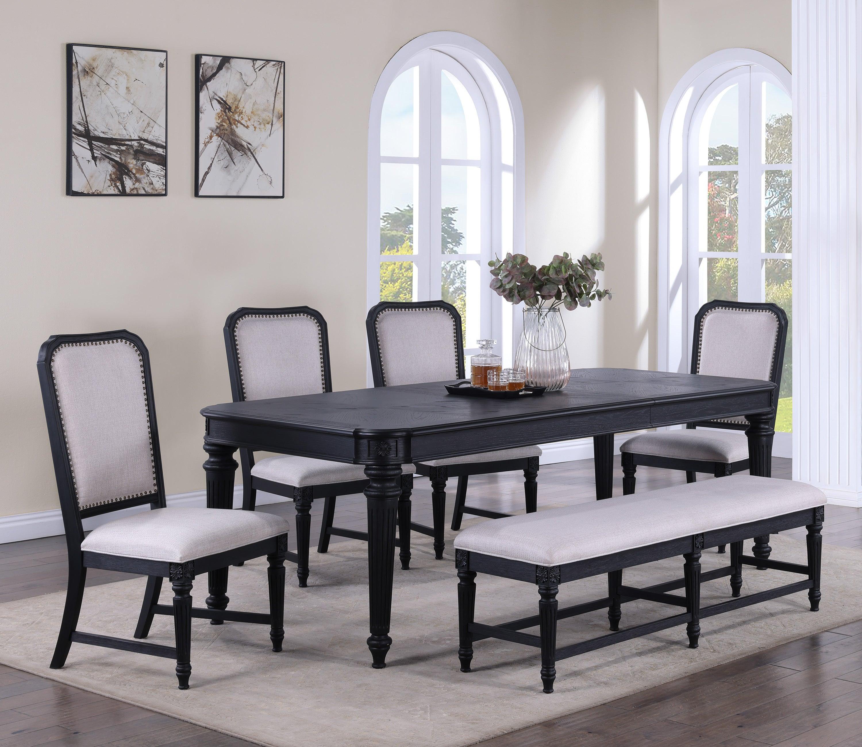 Kingsbury Dark Gray Fabric Upholstered Dining Room Set - Image 3