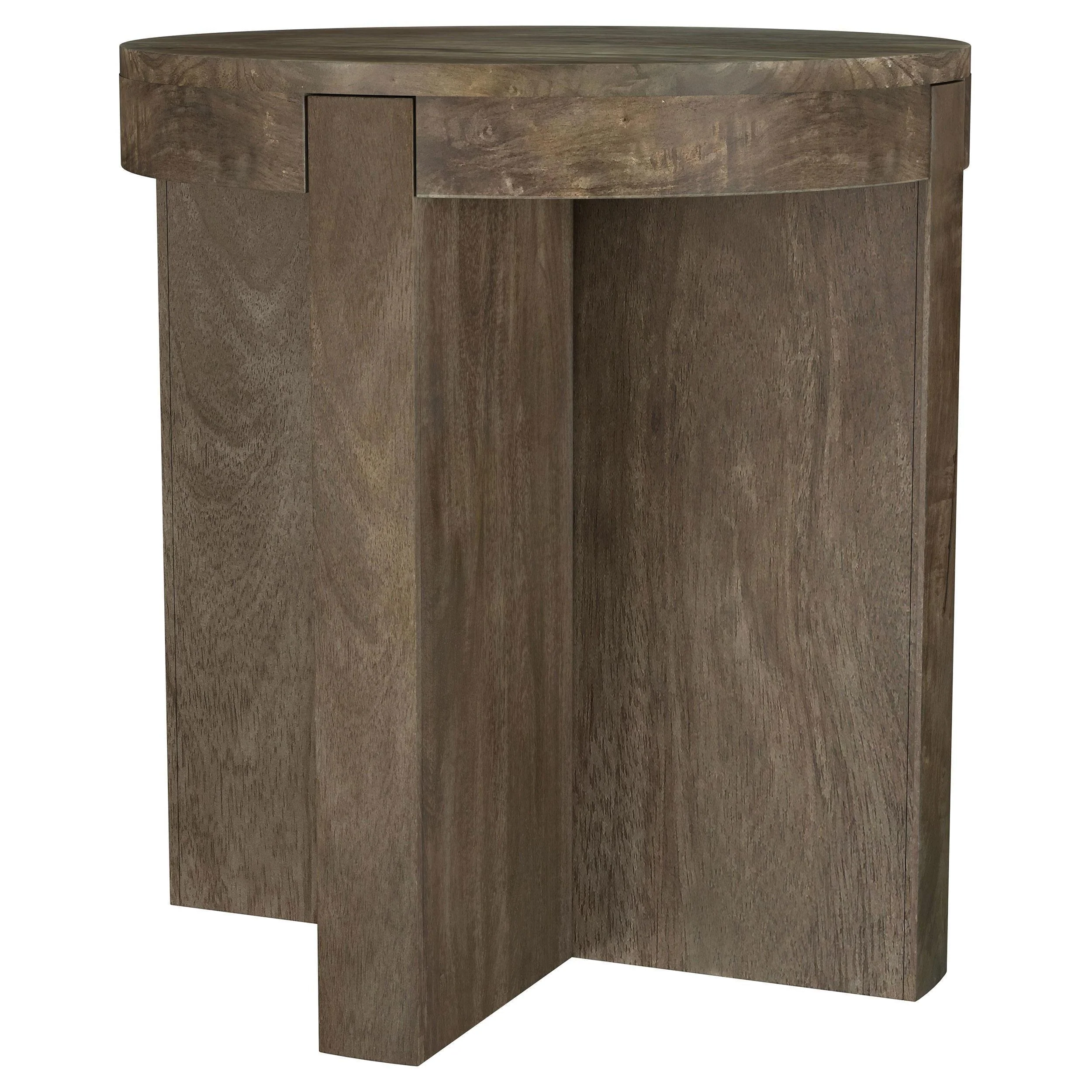 Kinkaid Round Solid Mango Wood End Table Brown - Image 2