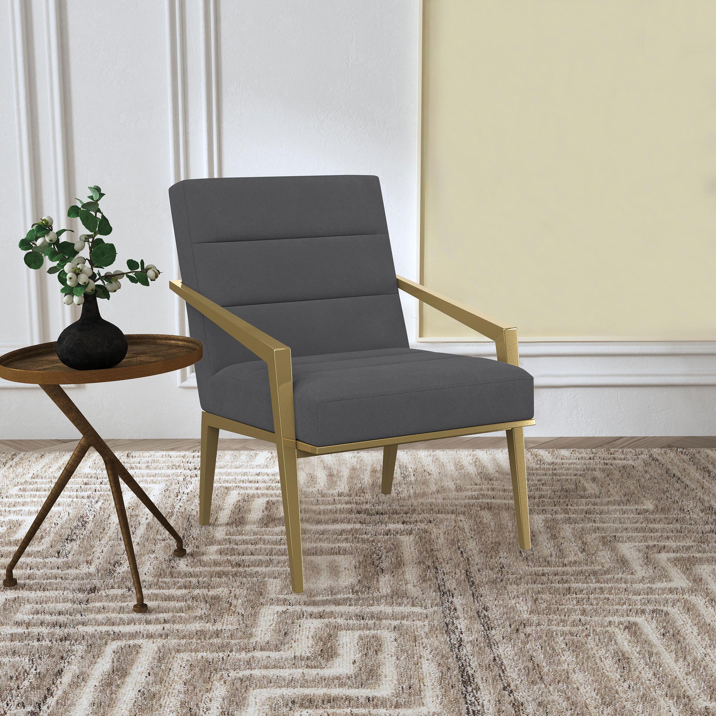 Kirra Upholstered Metal Arm Accent Chair Dark Grey - Image 2