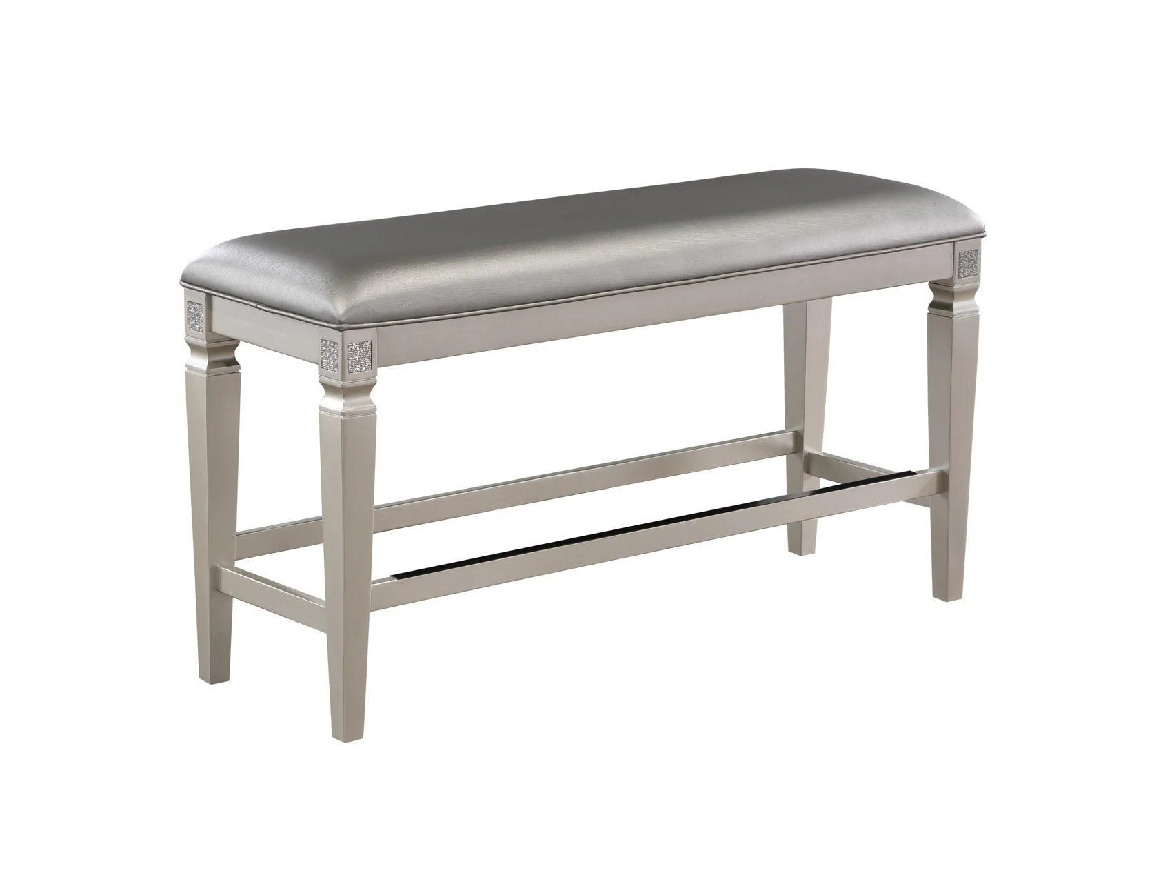 Klina Silver Faux Leather Rectangular Counter Height Set - Image 2