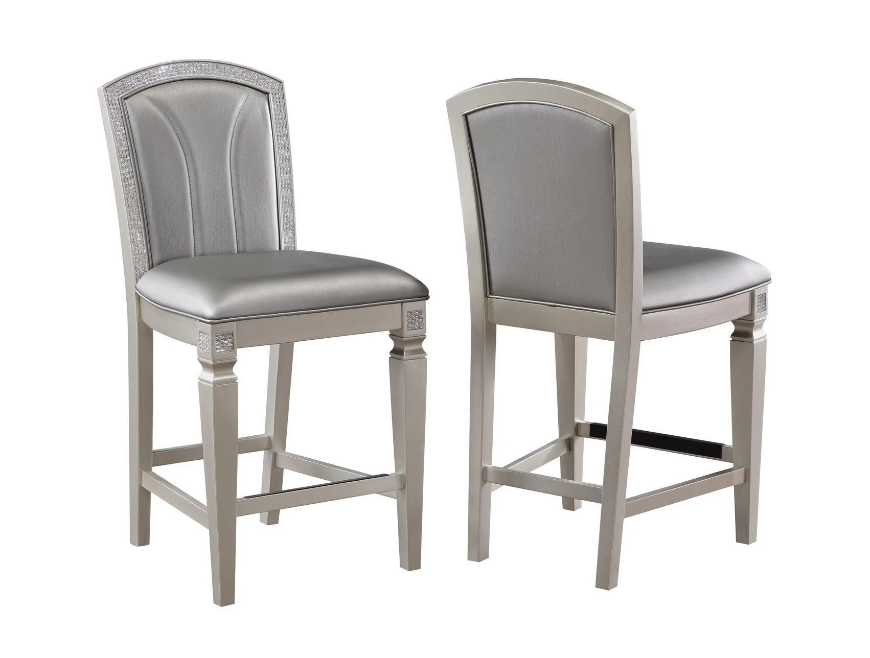 Klina Silver Faux Leather Rectangular Counter Height Set - Image 3