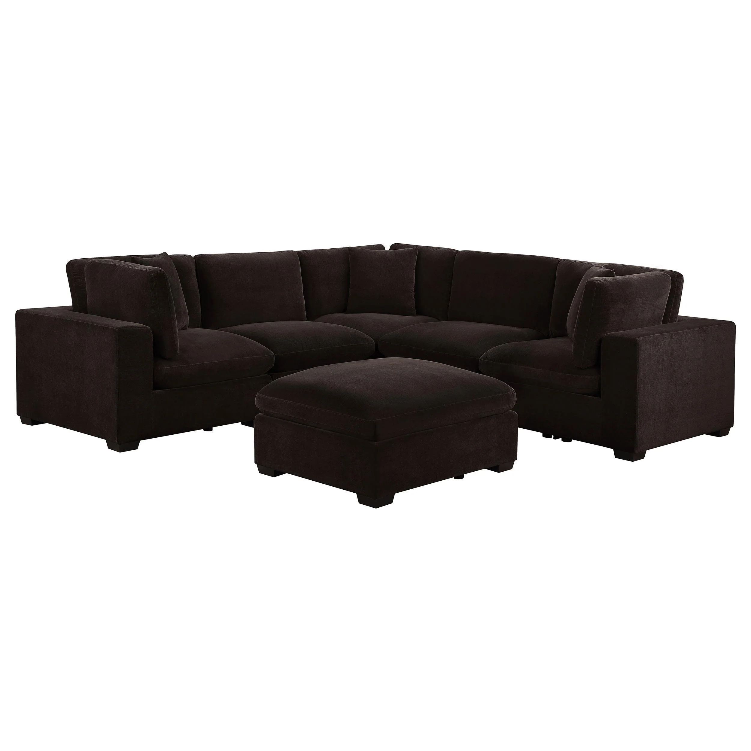 Lakeview 5-Piece Upholstered Modular Sectional Chocolate - Image 2