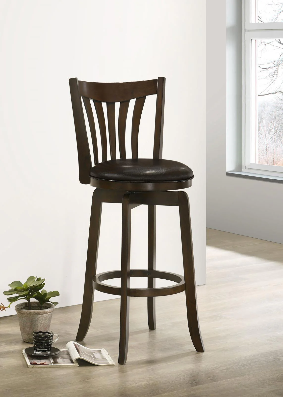 Lambert Pub Height Swivel Bar Stool With Upholstered Seat Dark Cherry - Image 2
