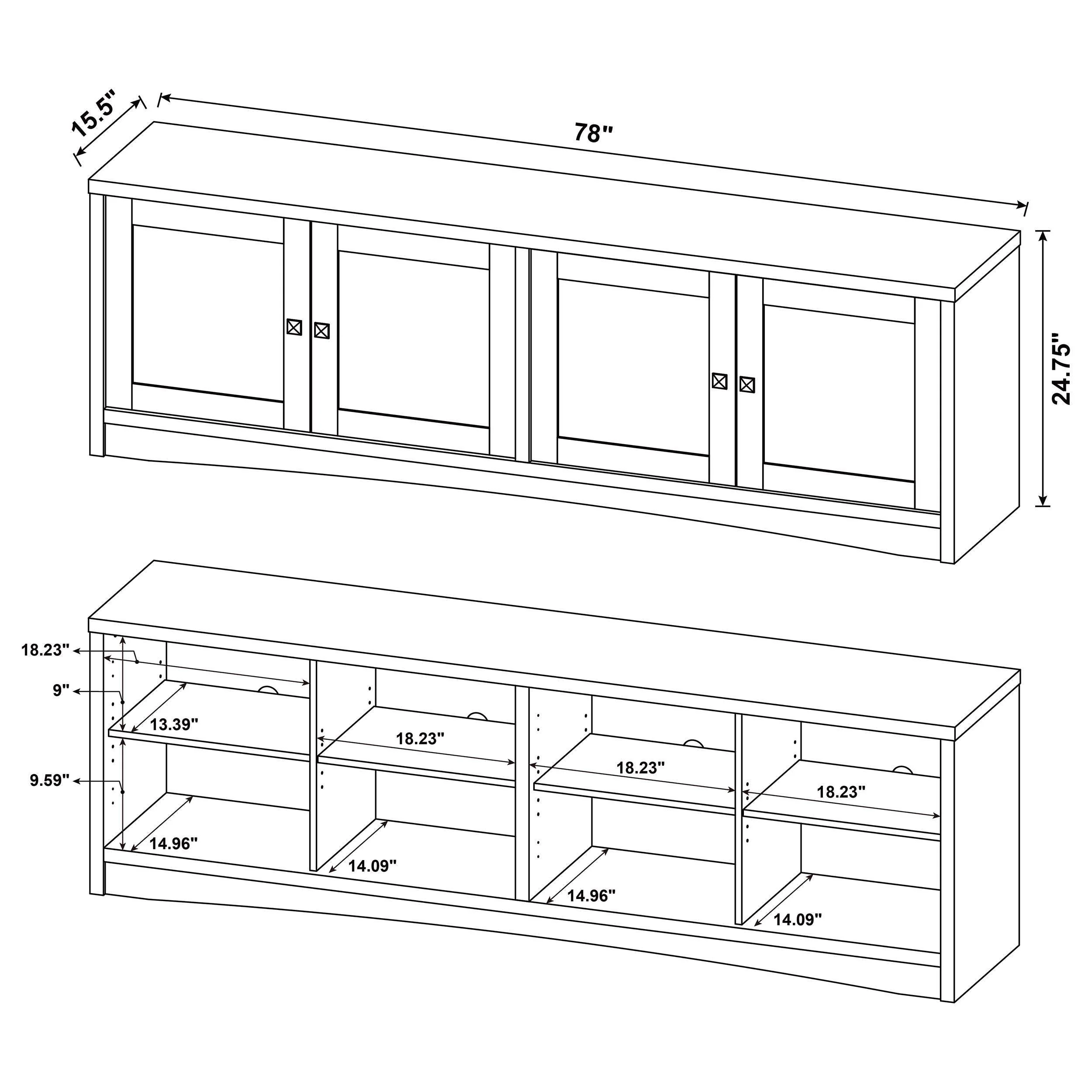 Laughlin 4 door Wood 78" TV Stand Dark Pine - Image 2