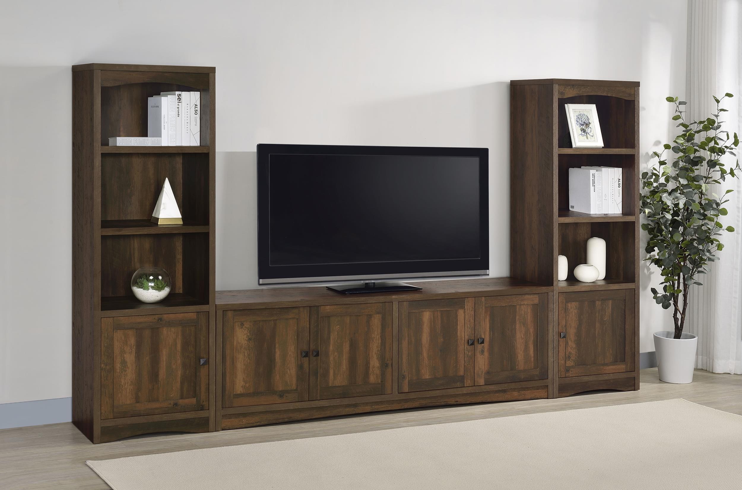 Laughlin 4 door Wood 78" TV Stand Dark Pine - Image 3