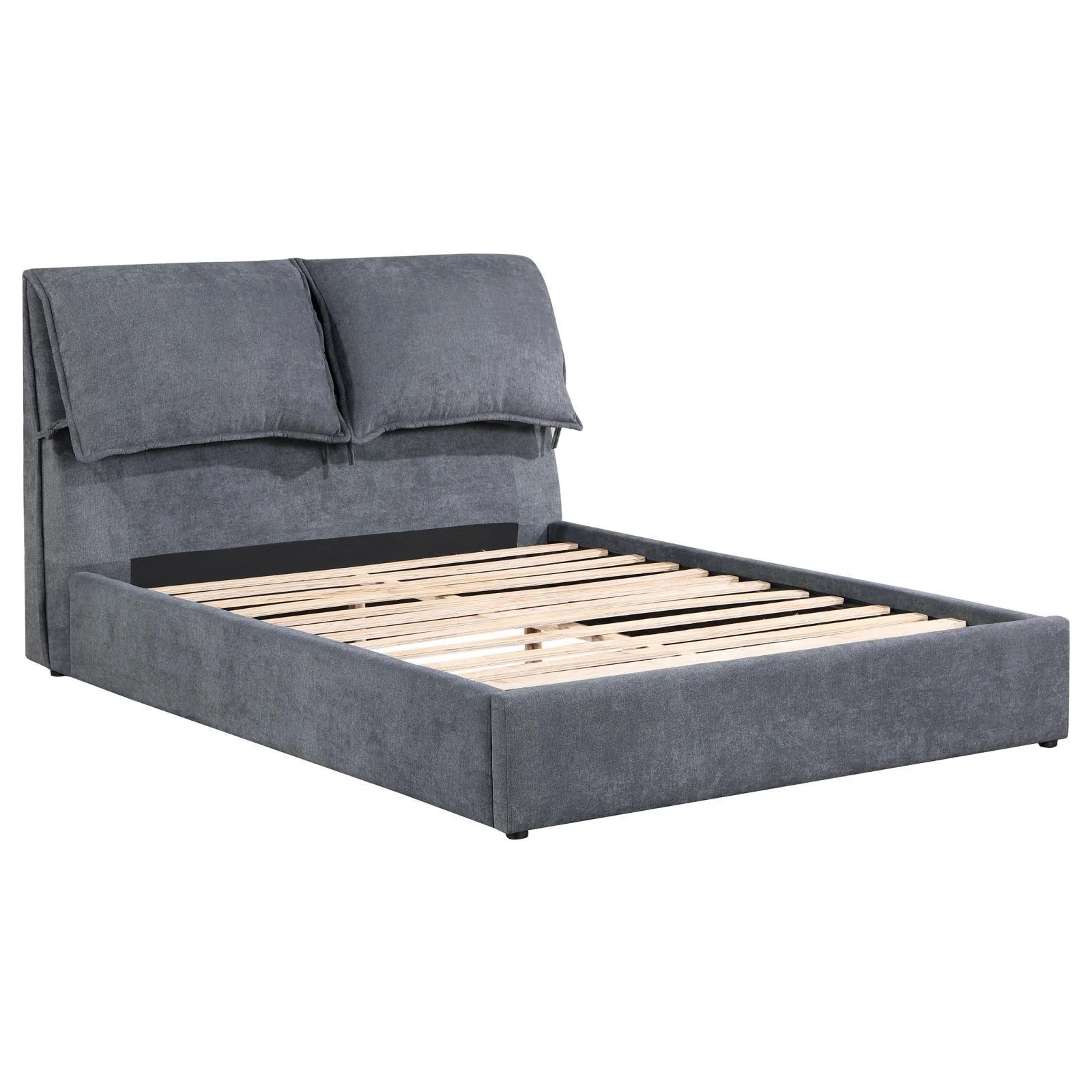 Laurel Upholstered King Platform Bed With Pillow Headboard Charcoal Grey - Image 3