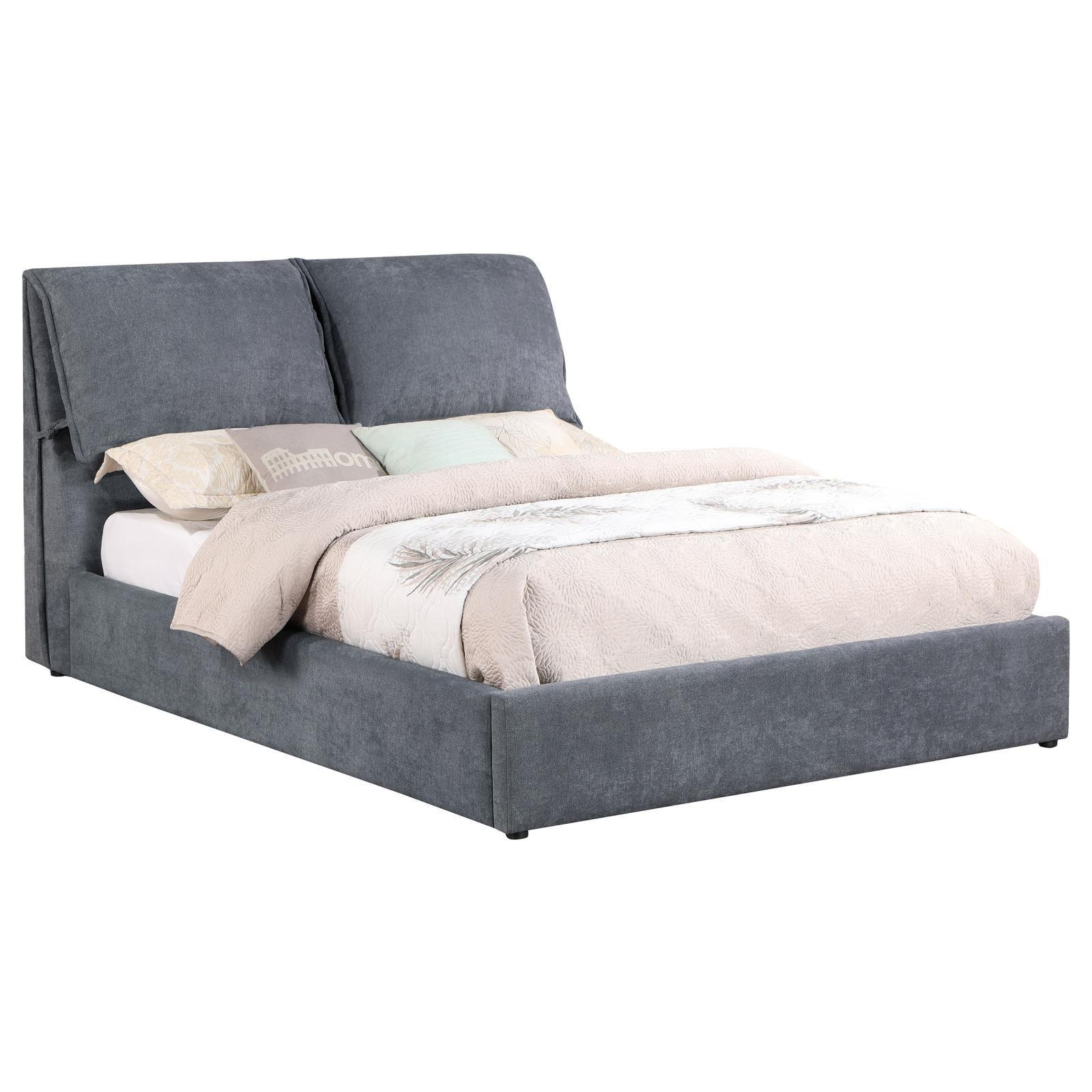 Laurel Upholstered King Platform Bed With Pillow Headboard Charcoal Grey - Image 2