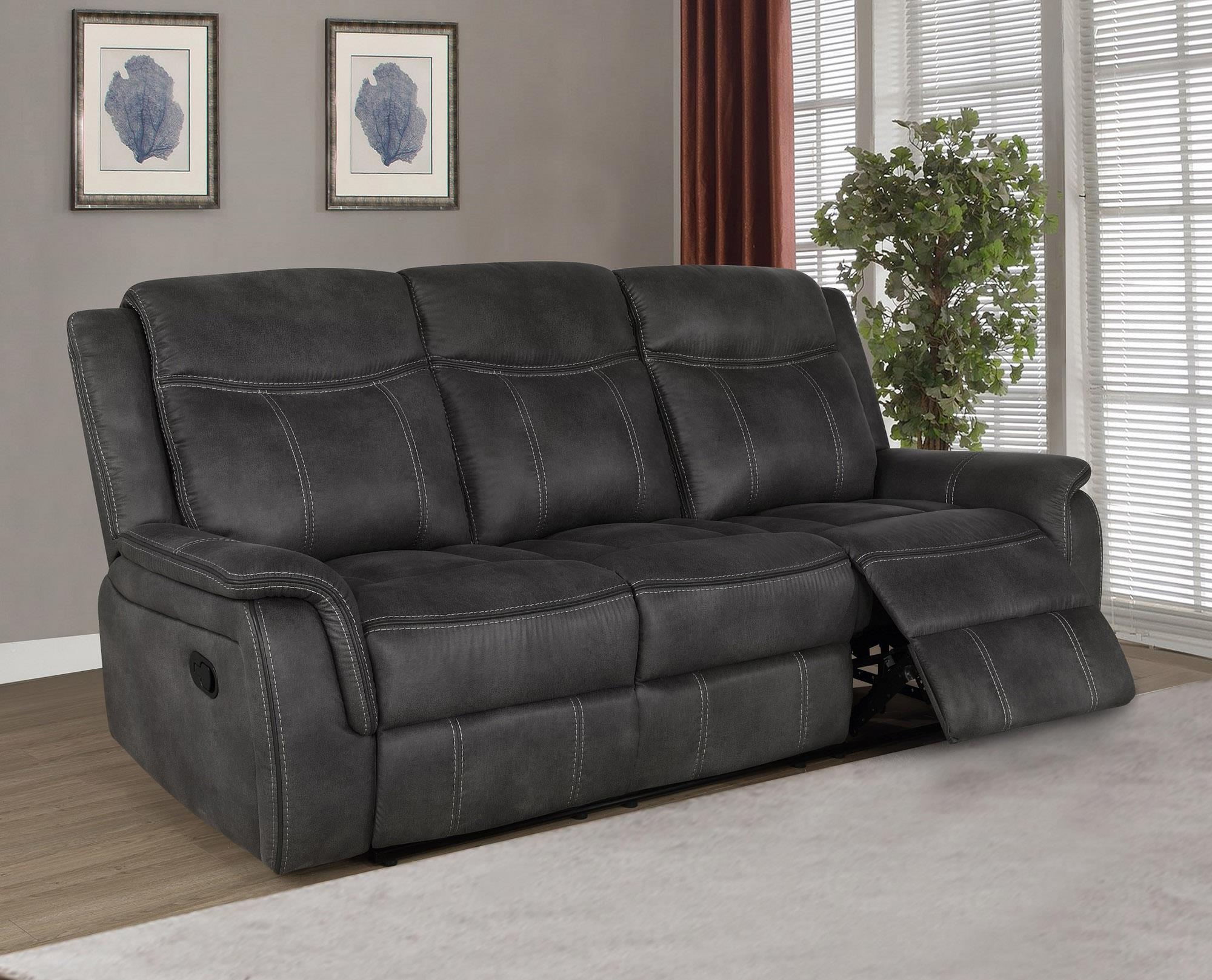 Lawrence 2-Piece Upholstered Reclining Sofa Set Charcoal - Image 2