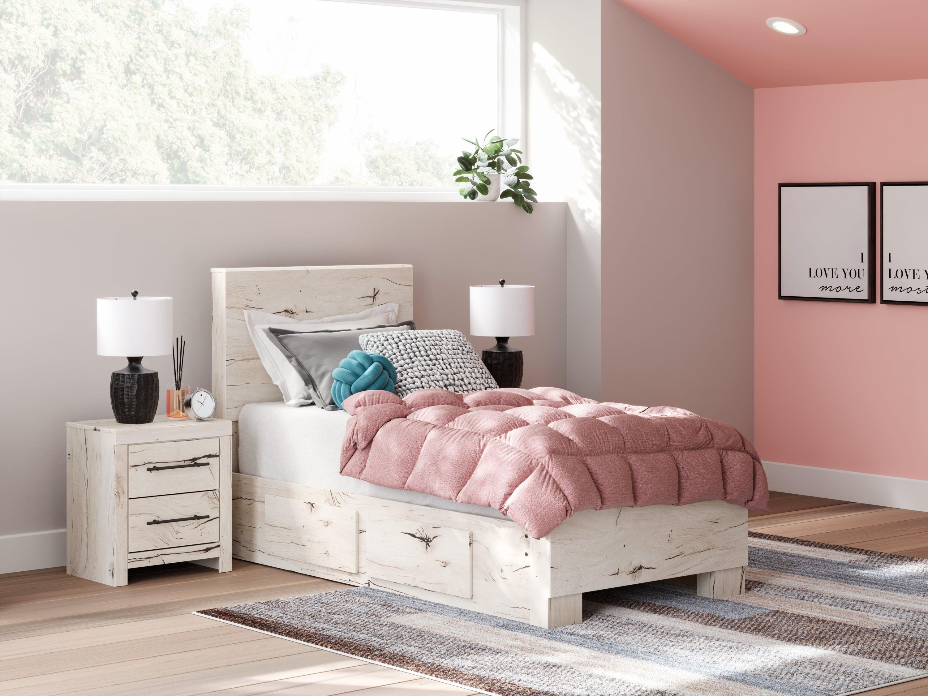 Lawroy Light Natural Twin Panel Bed With Storage - Image 2