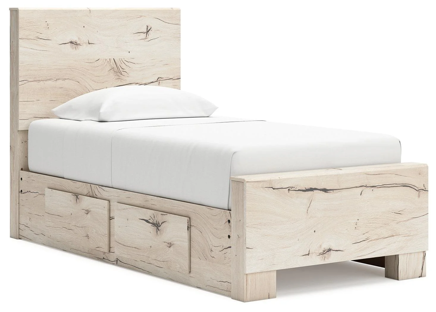 Lawroy Light Natural Twin Panel Bed With Storage - Image 3