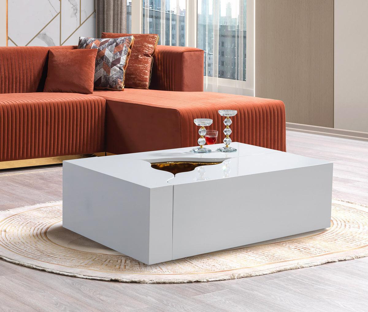 Leah Wood White Gold 3-Piece Coffee Table - Image 1