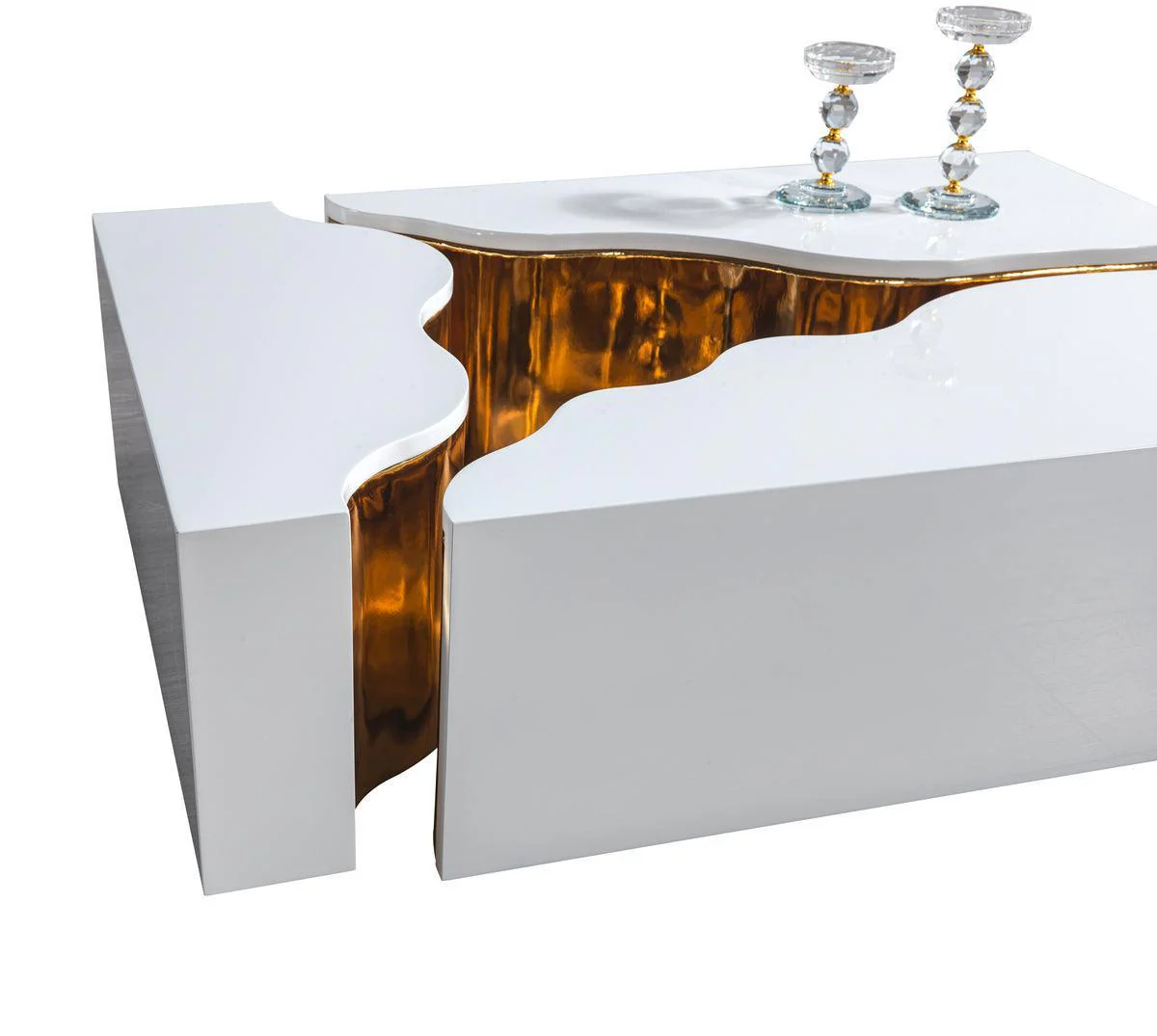 Leah Wood White Gold 3-Piece Coffee Table - Image 2