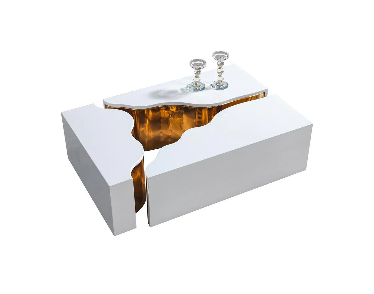 Leah Wood White Gold 3-Piece Coffee Table - Image 3