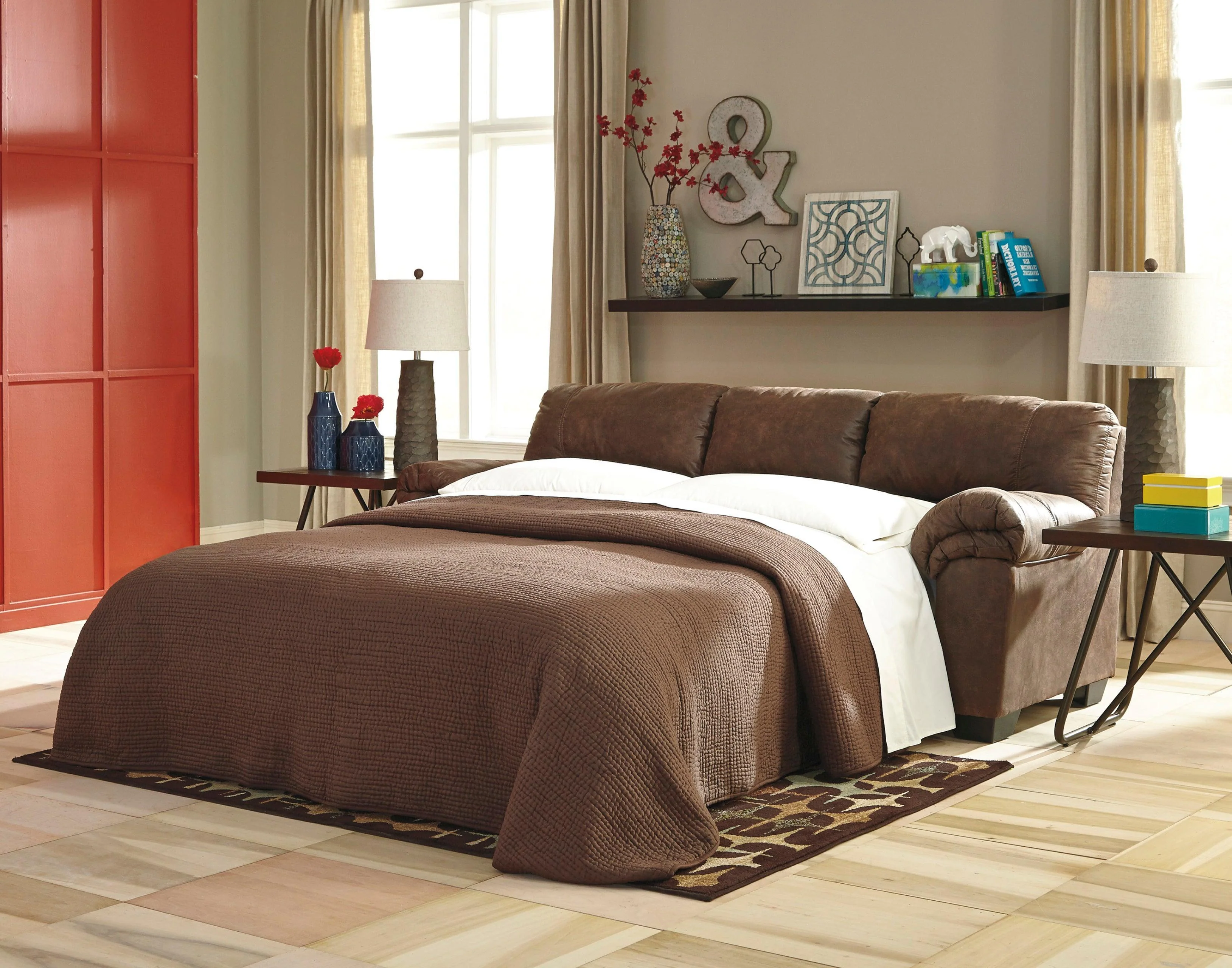 Leather Coffee Faux Leather Full Size Sleeper - Image 3