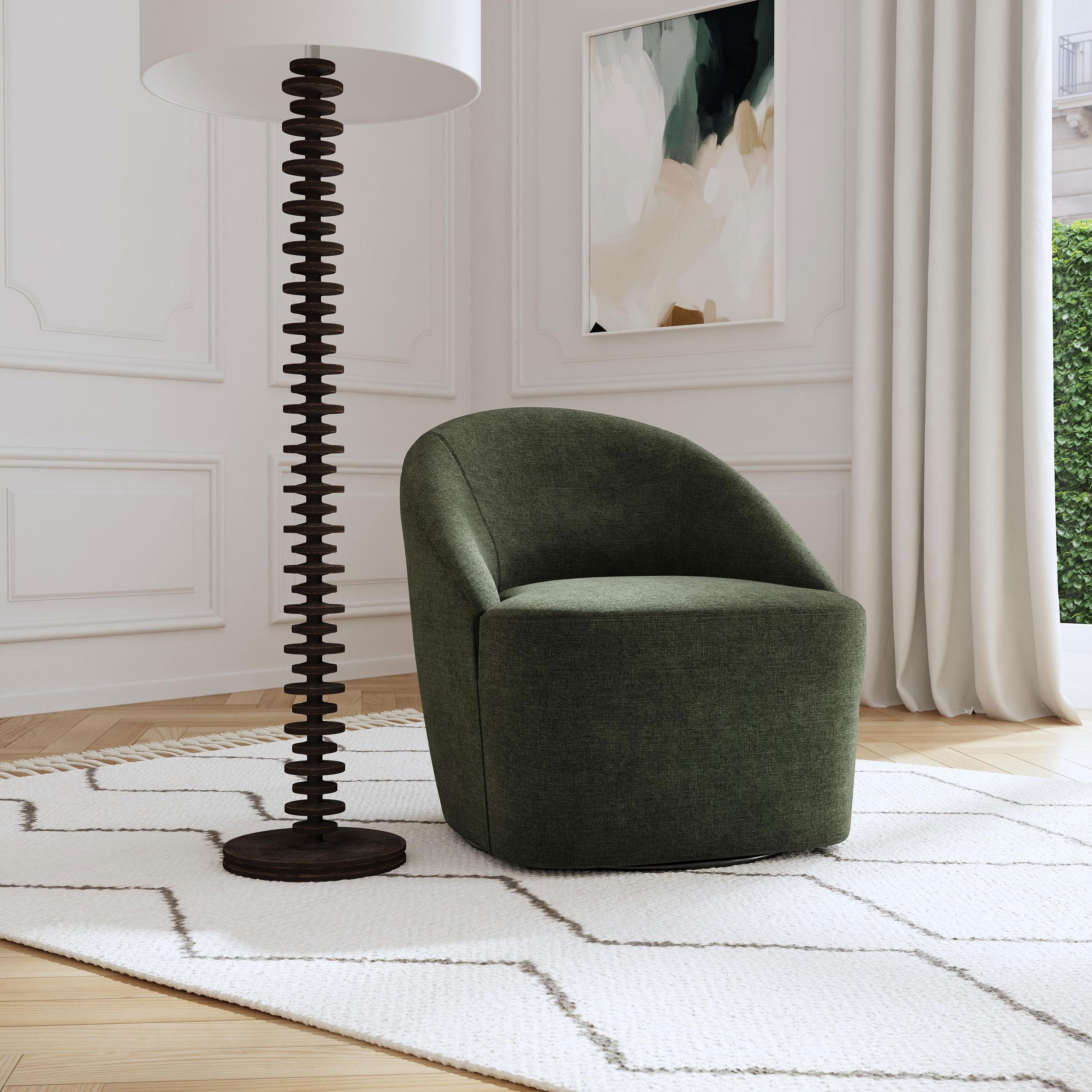 Leon Bed Upholstered Barrel Accent Swivel Chair Hunter Green - Image 2