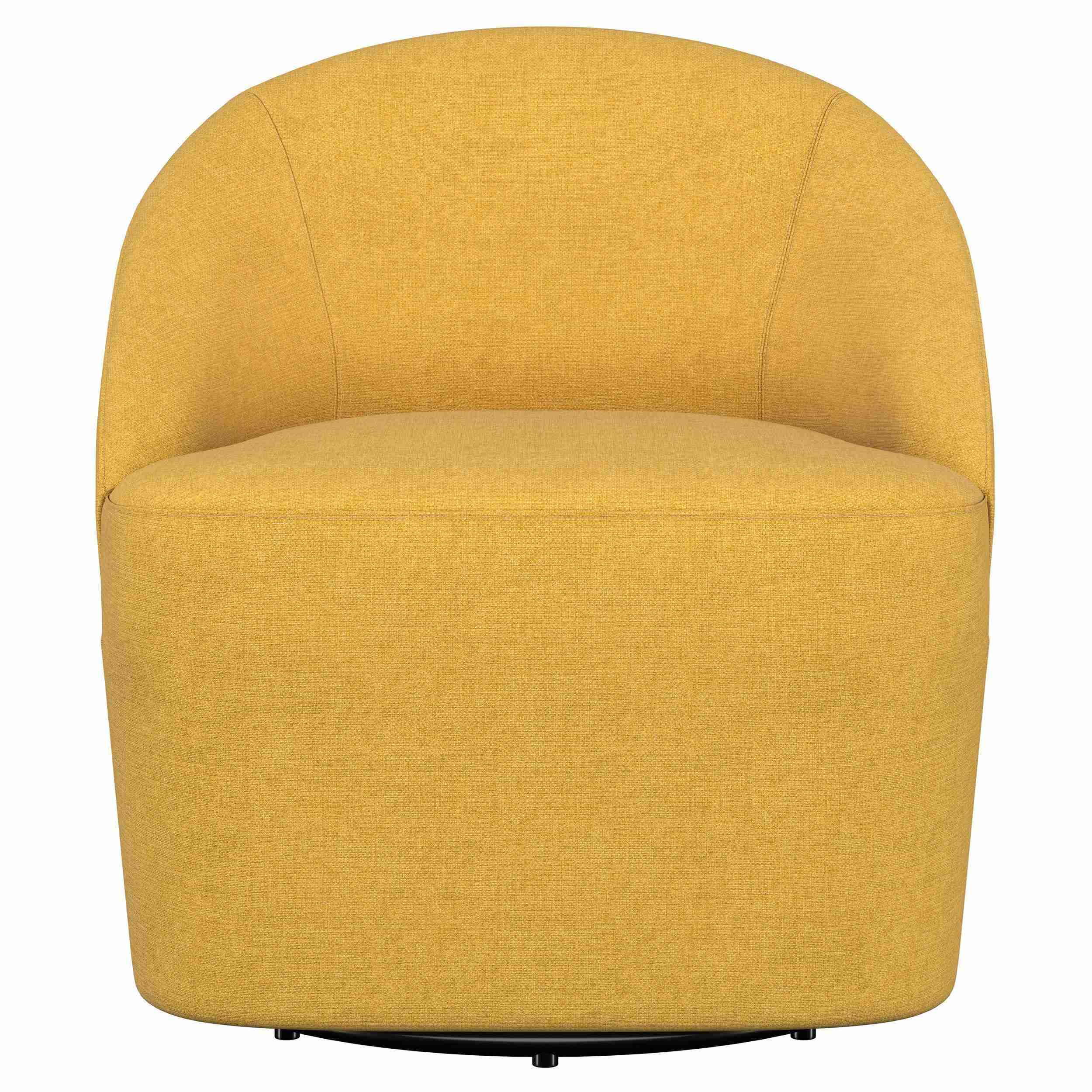 Leon Bed Upholstered Barrel Accent Swivel Chair Mustard Yellow - Image 3