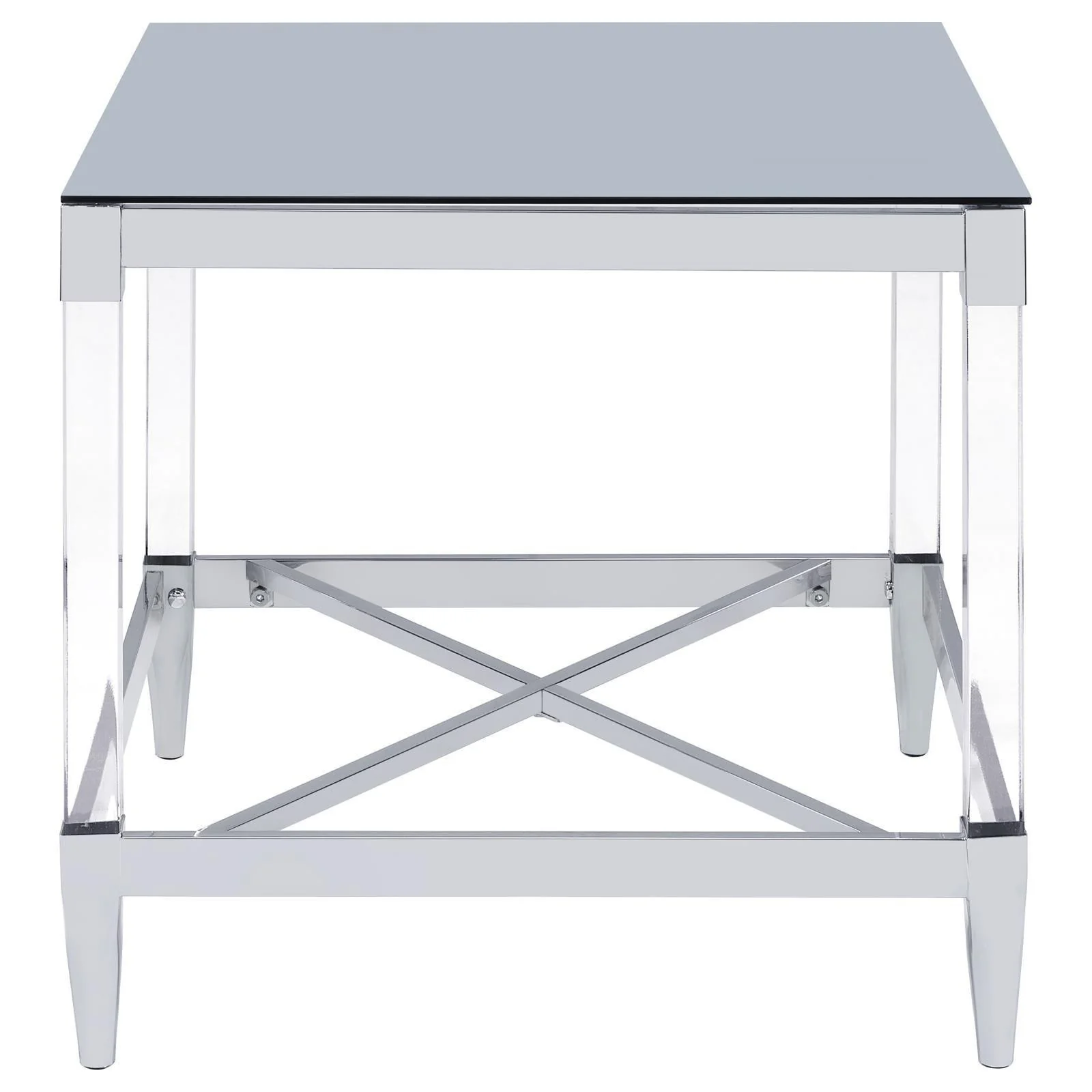 Lindley Square End Table With Acrylic Legs Tempered Mirror Top Chrome - Image 3