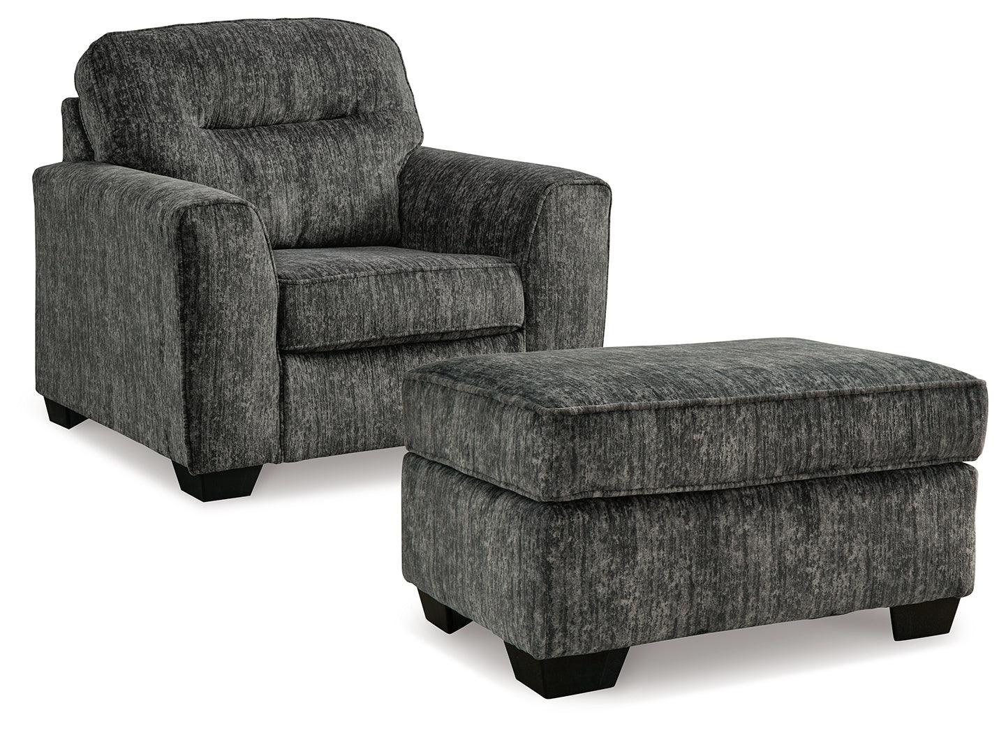 Lonoke Gunmetal Chair And Ottoman - Image 2