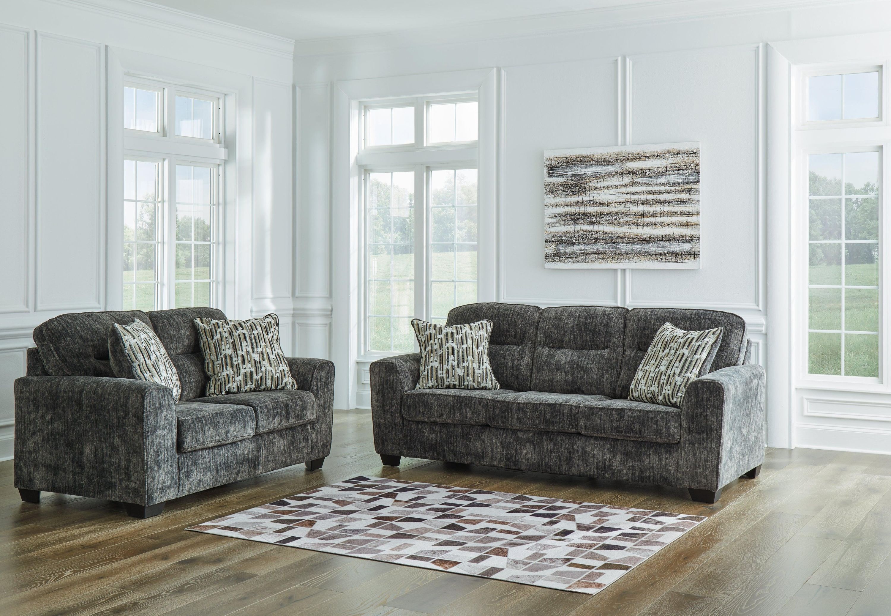 Lonoke Gunmetal Sofa And Loveseat - Image 2