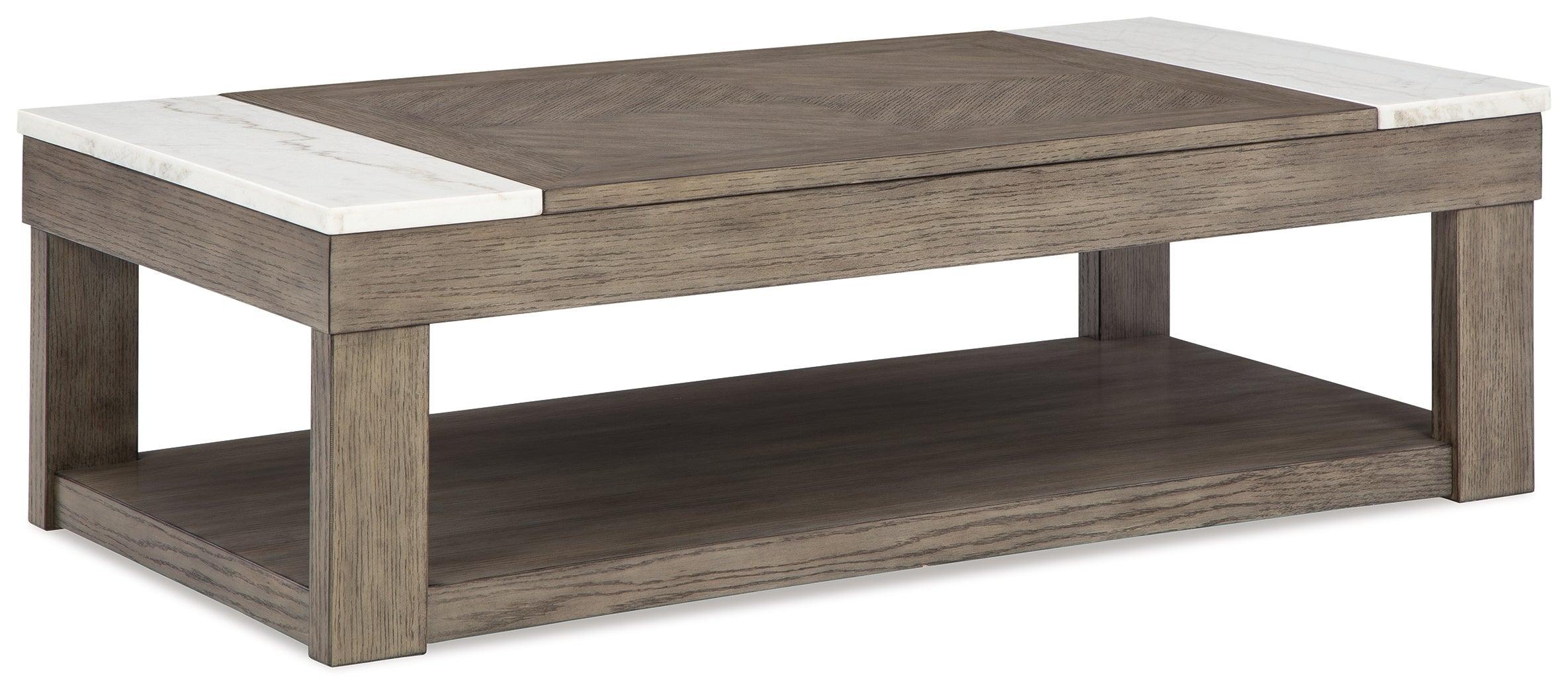 Loyaska Grayish Brown White Lift-top Coffee Table - Image 2