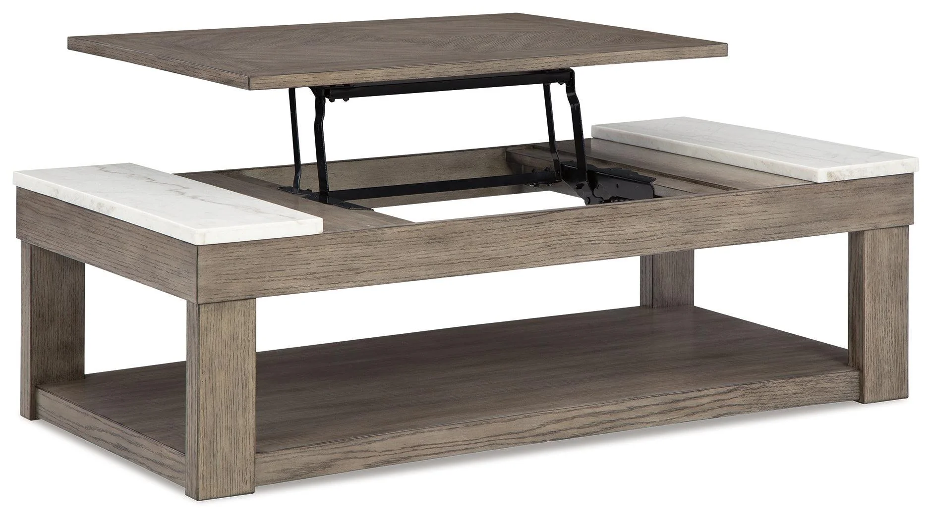 Loyaska Grayish Brown White Lift-top Coffee Table - Image 3