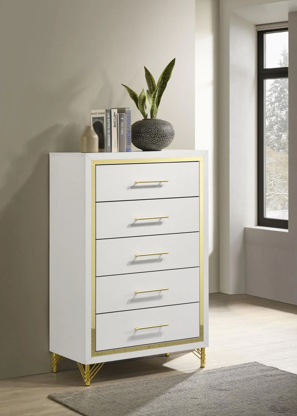 Lucia 5 Drawer Bedroom Chest White - Image 2