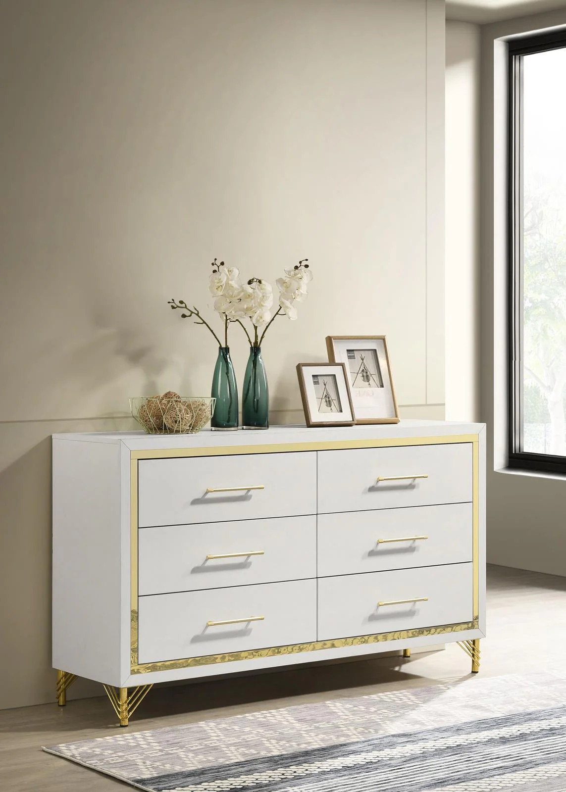 Lucia 6 Drawer Bedroom Dresser White - Image 2