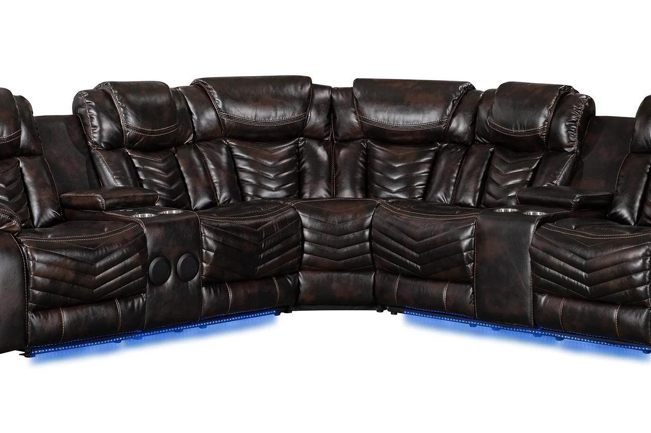 Lucky Charm Brown Power Reclining Sectional - Image 2