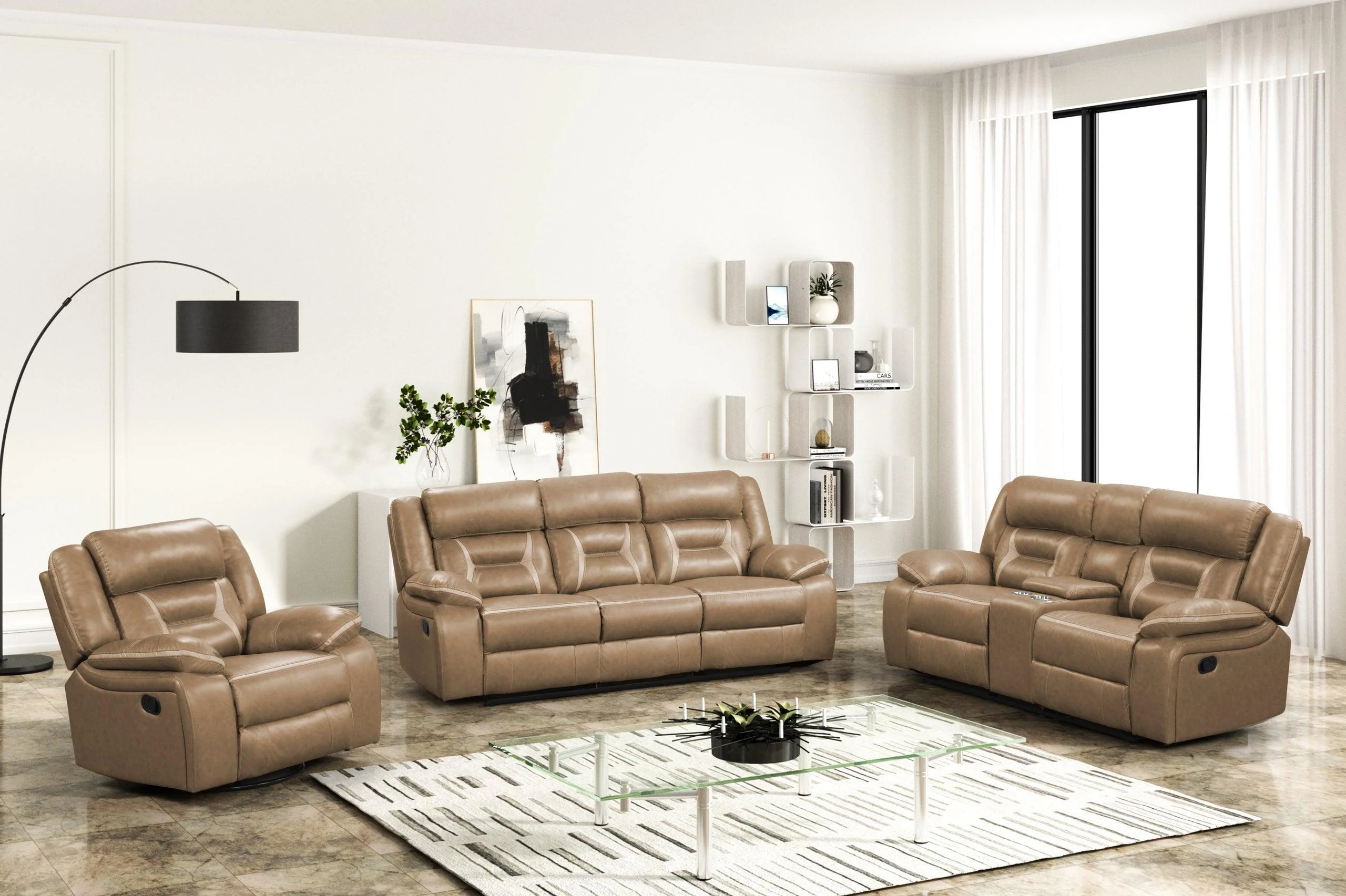 Luka Light Brown Oversized 3-Piece Reclining Set - Image 2