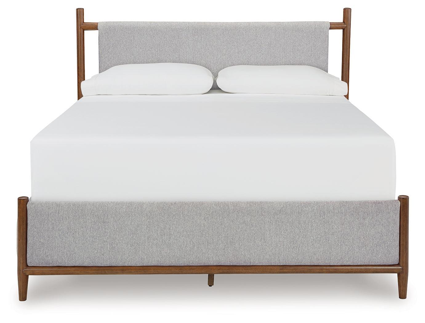 Lyncott Brown Queen Upholstered Panel Bed - Image 3